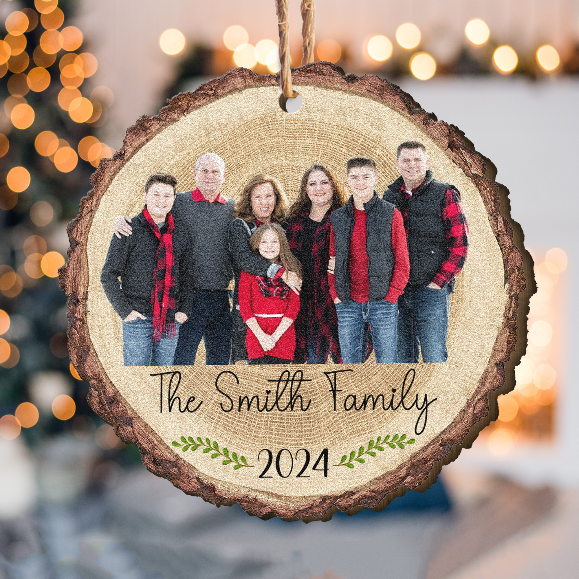 Family Christmas  - Personalized Wooden Photo Ornament