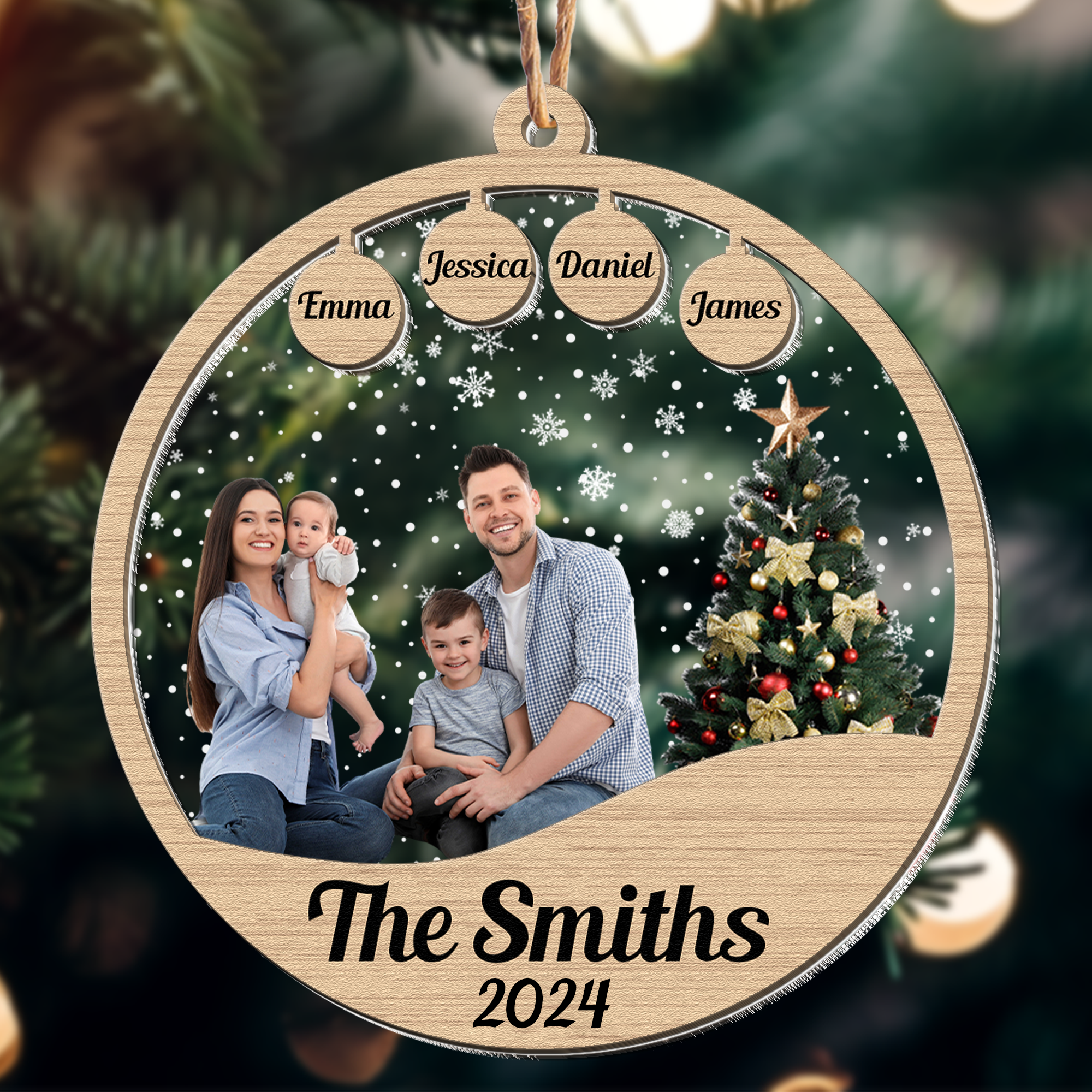 Family Christmas Ornament - Personalized Family Photo Ornament