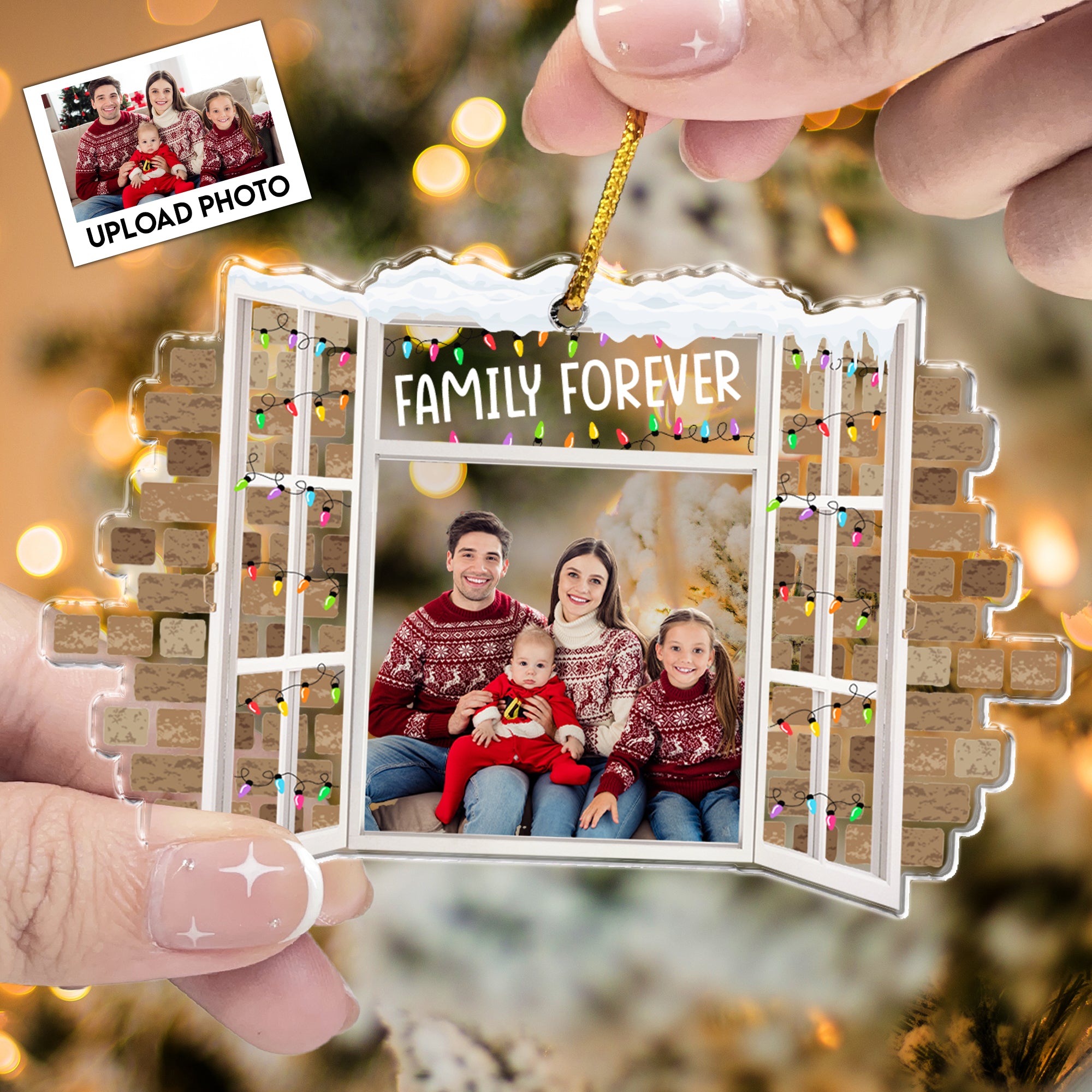 Family Christmas Window - Personalized Acrylic Photo Ornament