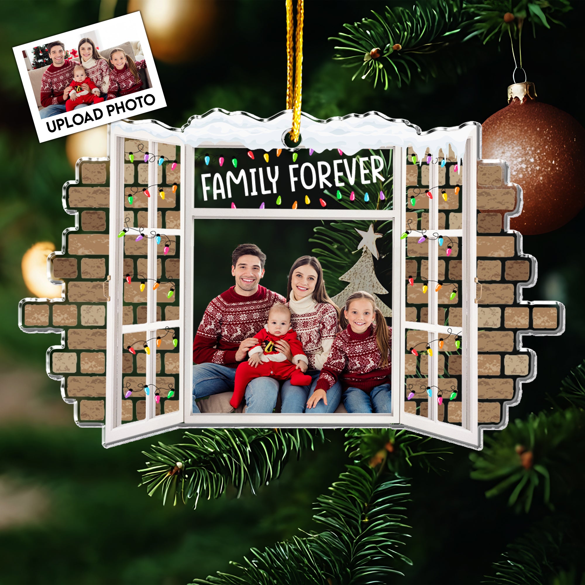 Family Christmas Window - Personalized Acrylic Photo Ornament