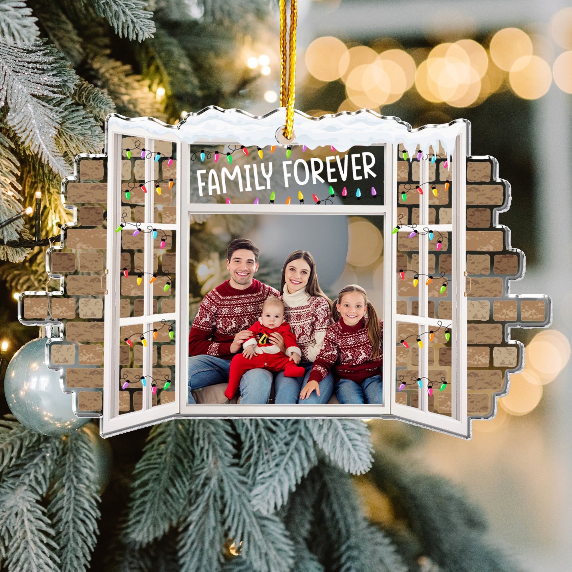 Family Christmas Window - Personalized Acrylic Photo Ornament