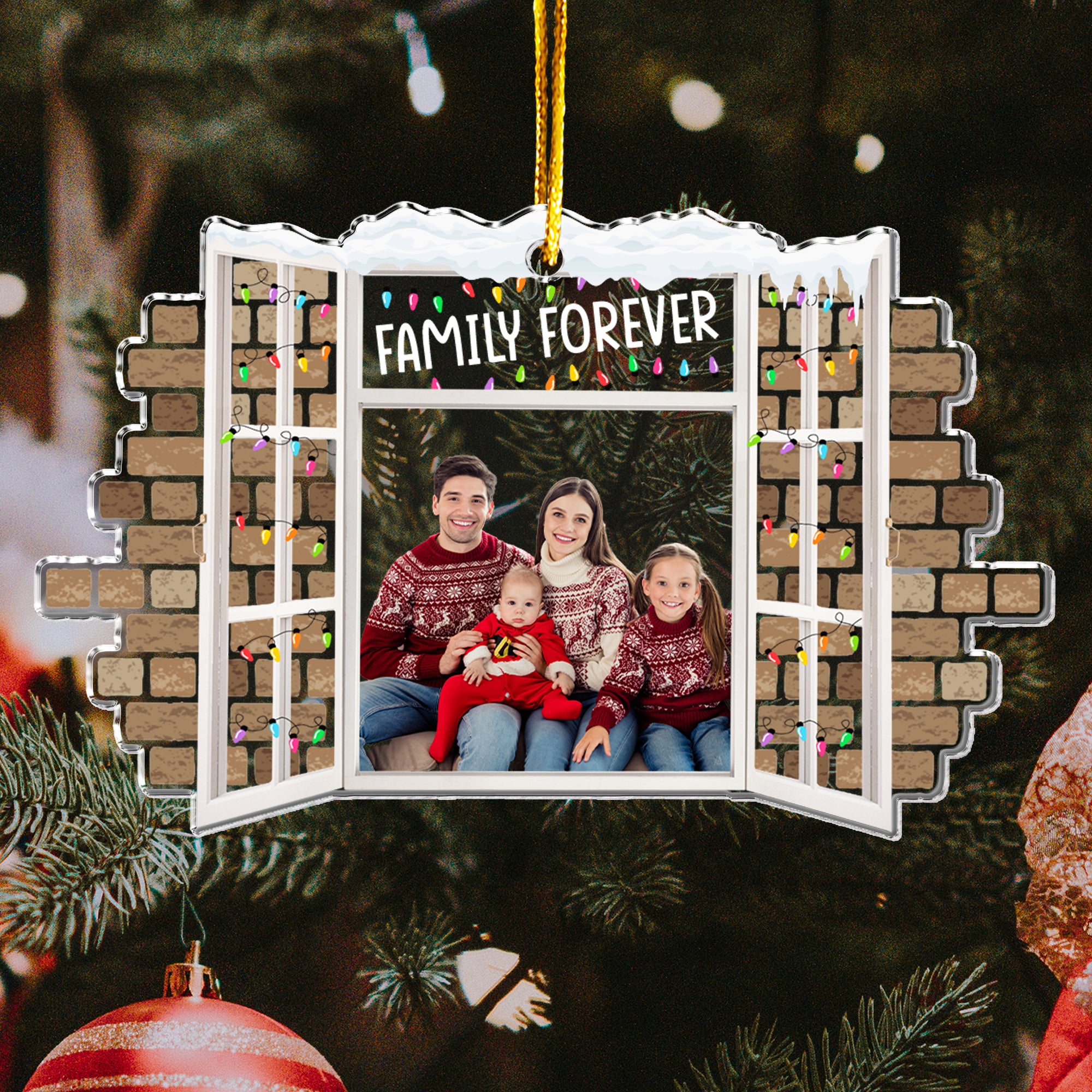 Family Christmas Window - Personalized Acrylic Photo Ornament