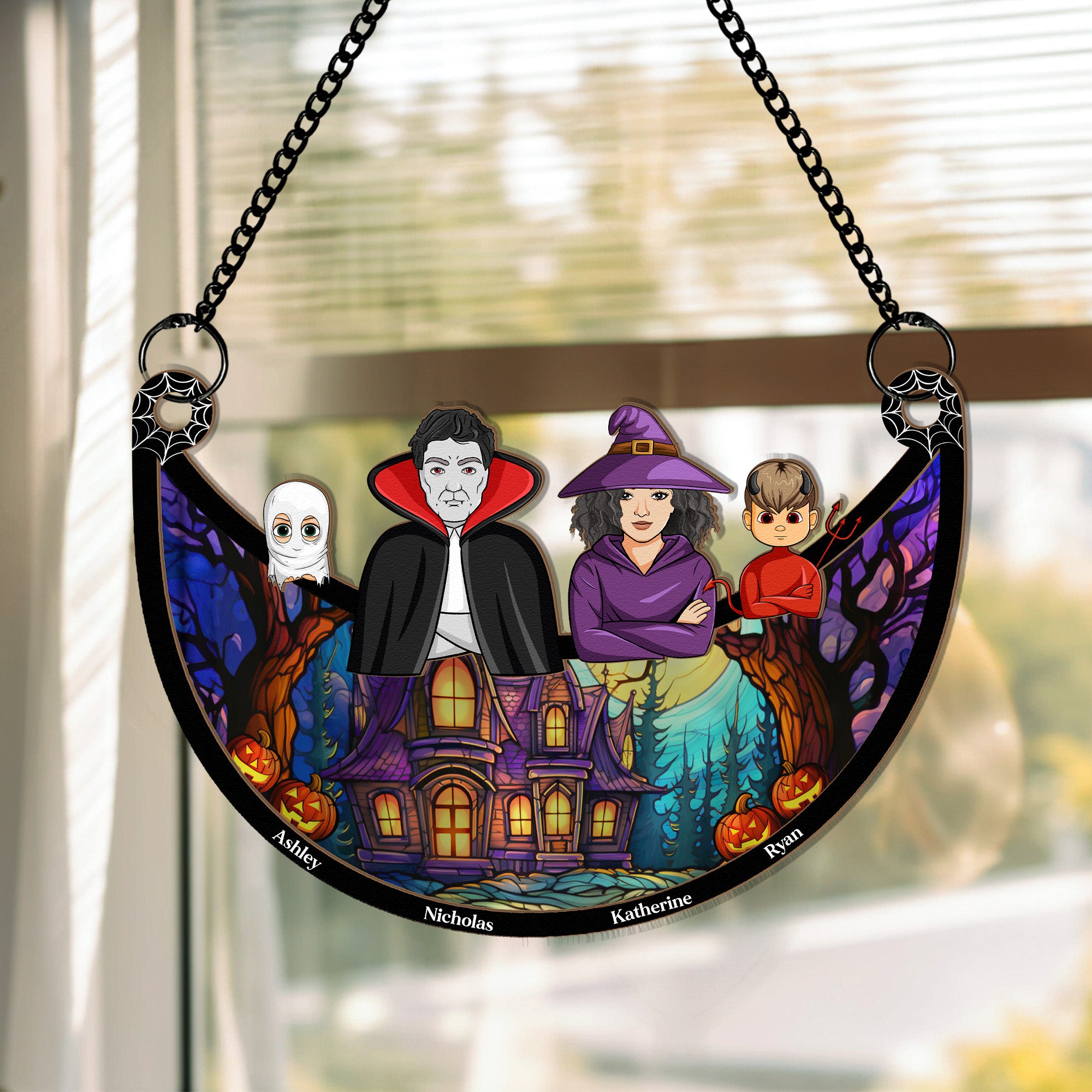 Family Decoration Halloween - Personalized Window Hanging Suncatcher Ornament