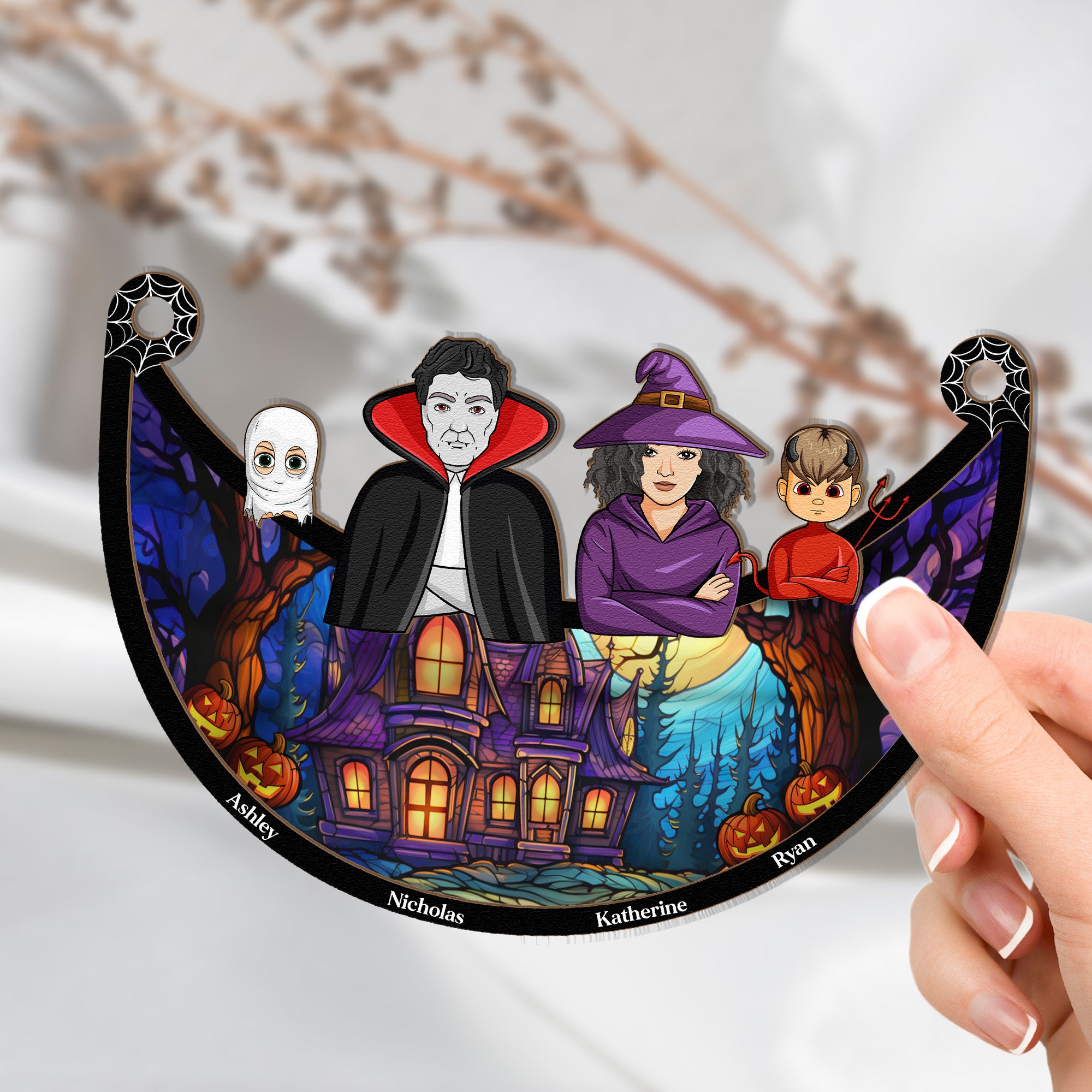 Family Decoration Halloween - Personalized Window Hanging Suncatcher Ornament