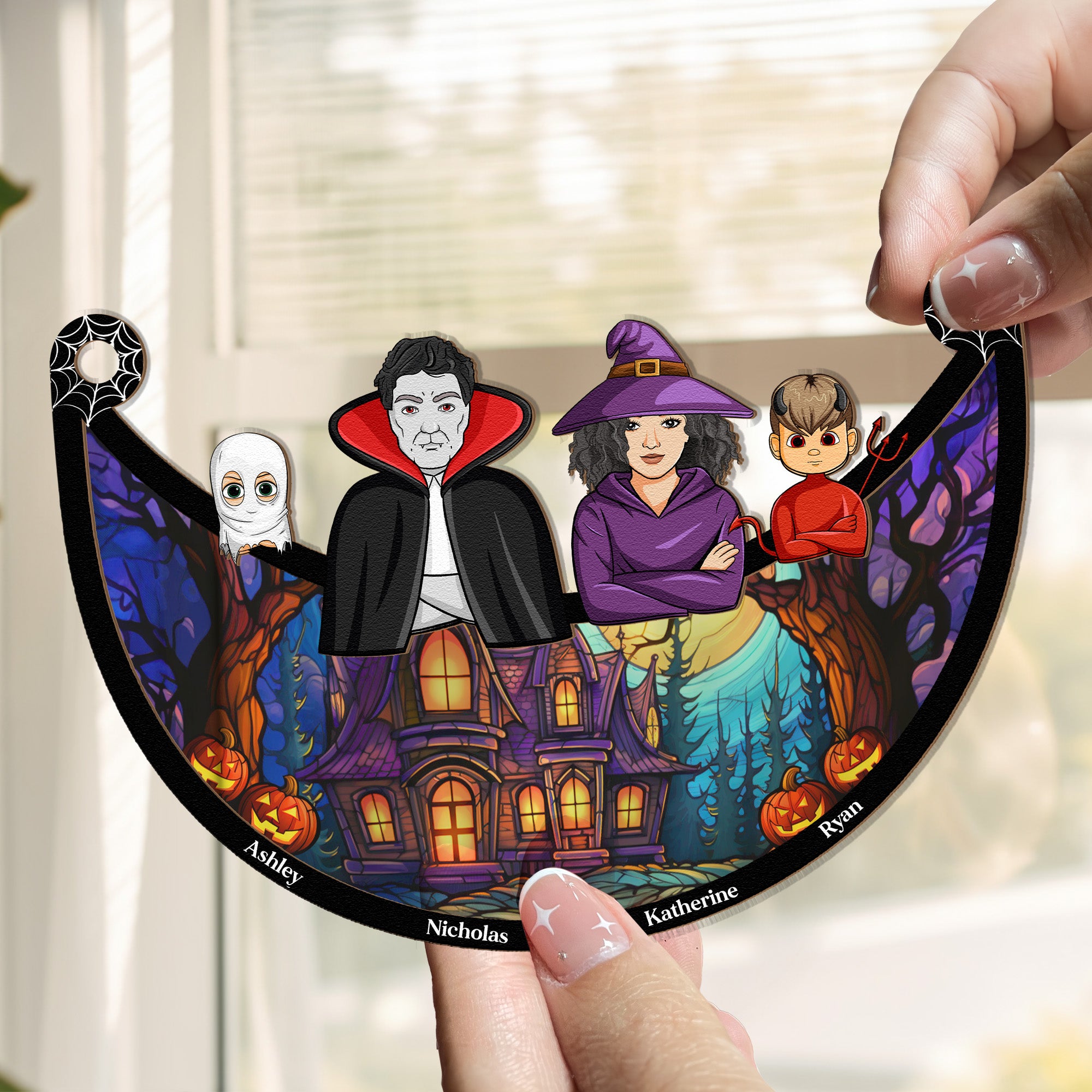 Family Decoration Halloween - Personalized Window Hanging Suncatcher Ornament