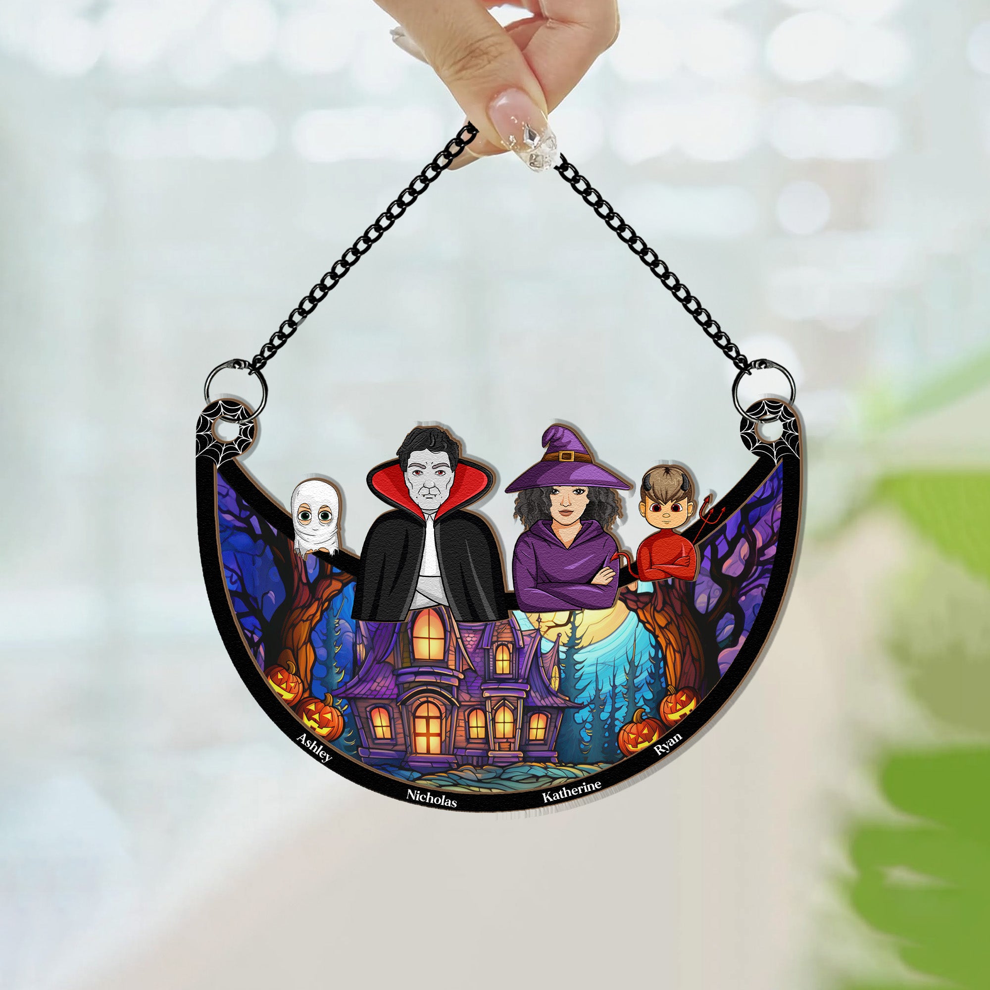 Family Decoration Halloween - Personalized Window Hanging Suncatcher Ornament