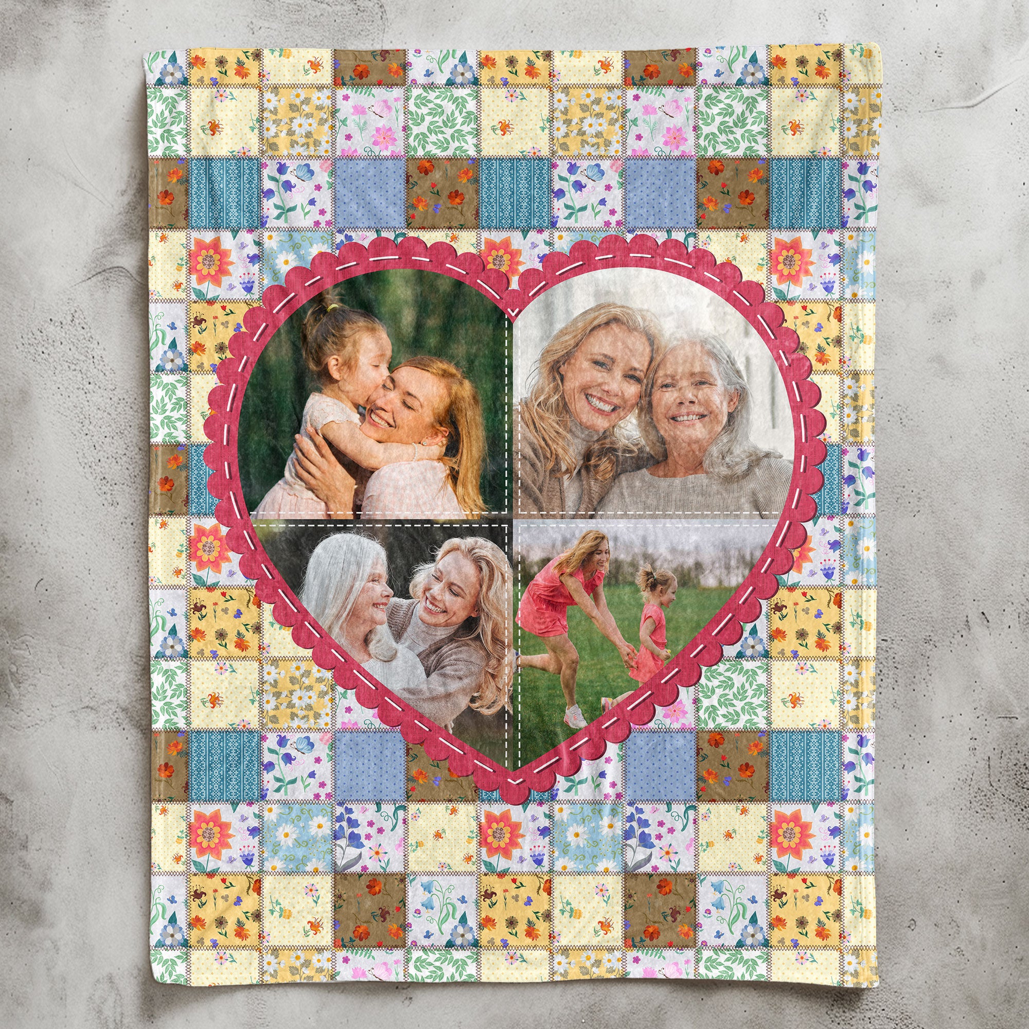 Family Each Patch Stitched With Love - Personalized Photo Blanket