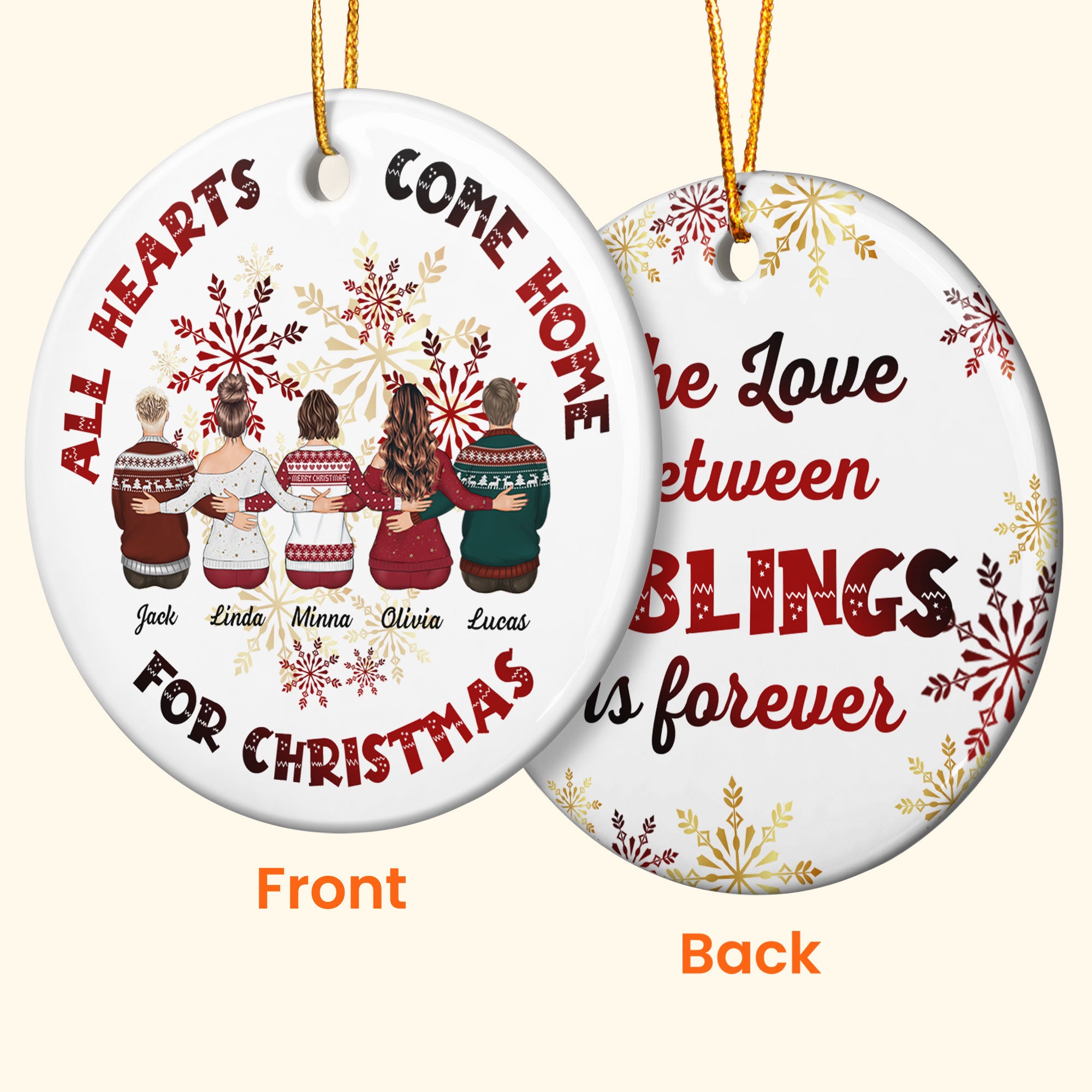 Family Forever Gifts For Brothers & Sisters - Personalized Ceramic Ornament