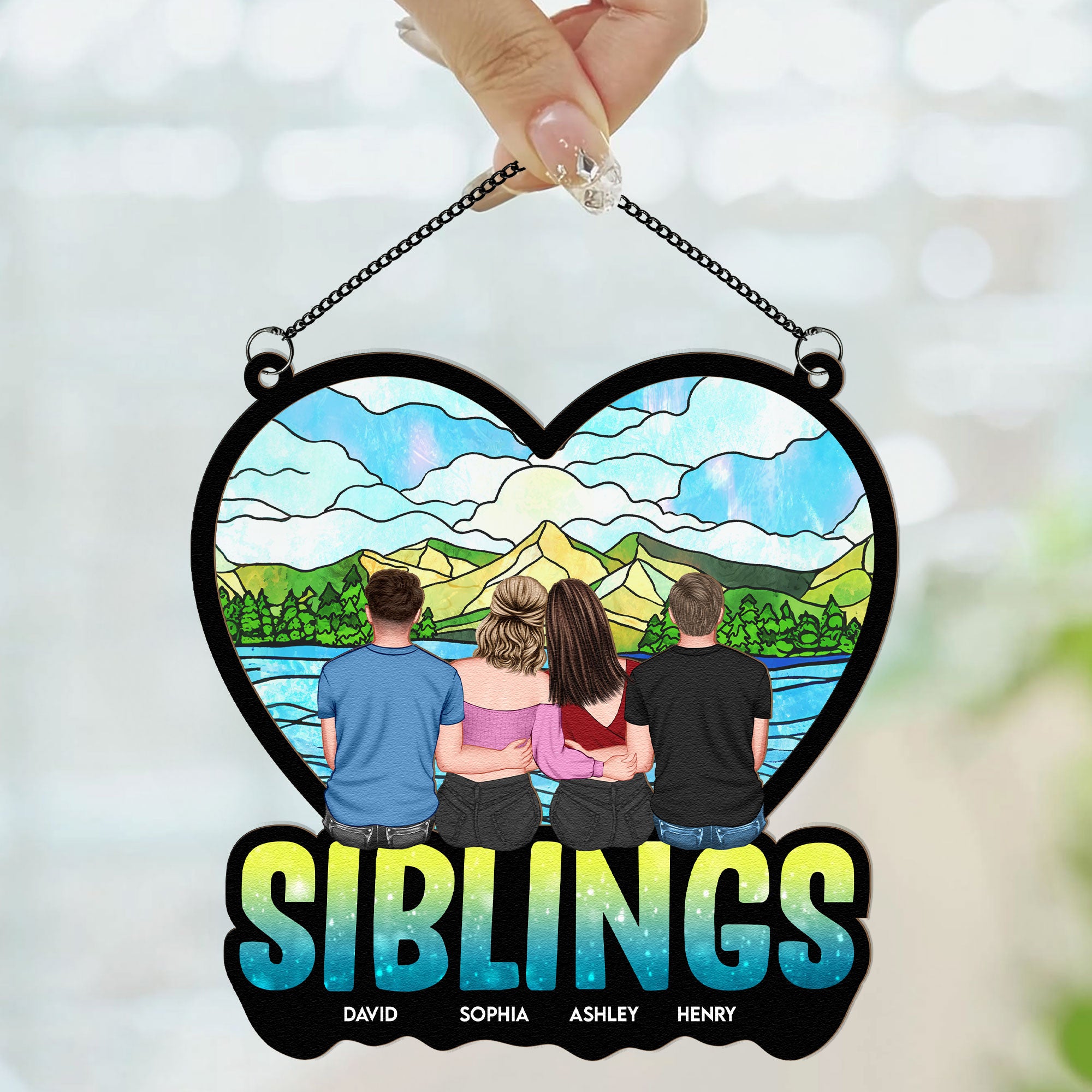 Siblings Forever - Personalized Window Hanging Suncatcher Ornament