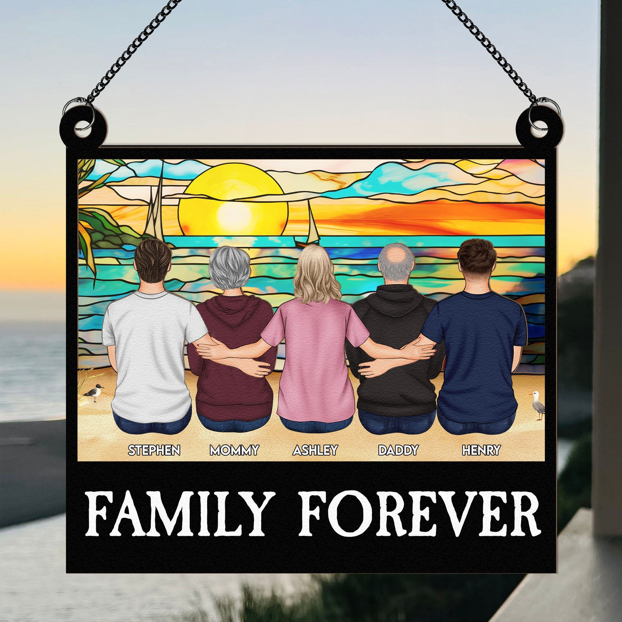 Family Forever - Personalized Window Hanging Suncatcher Ornament