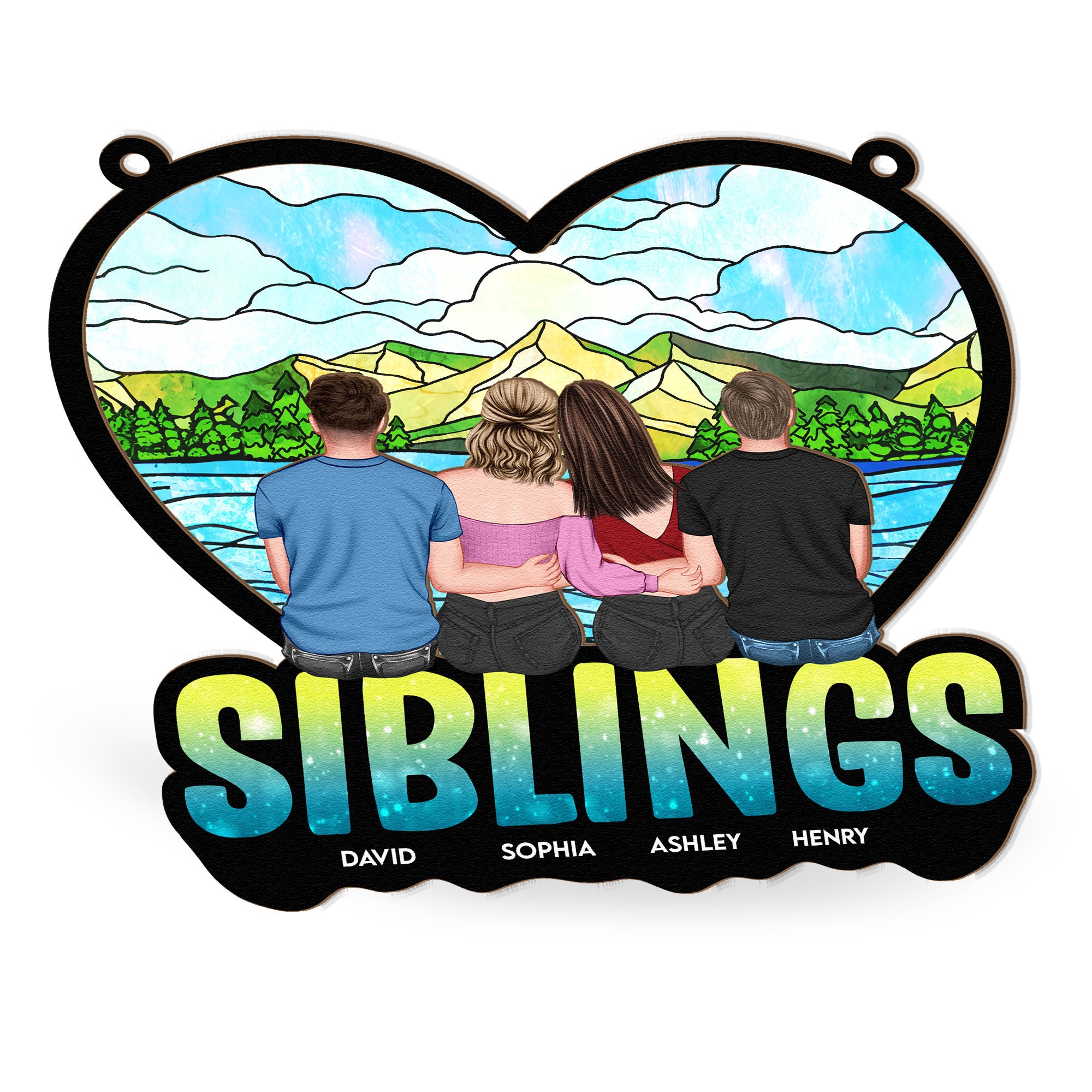 Siblings Forever - Personalized Window Hanging Suncatcher Ornament