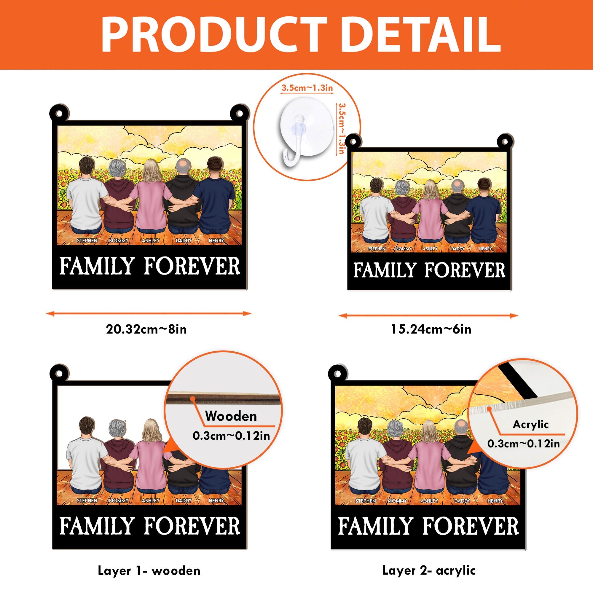 Family Forever - Personalized Window Hanging Suncatcher Ornament