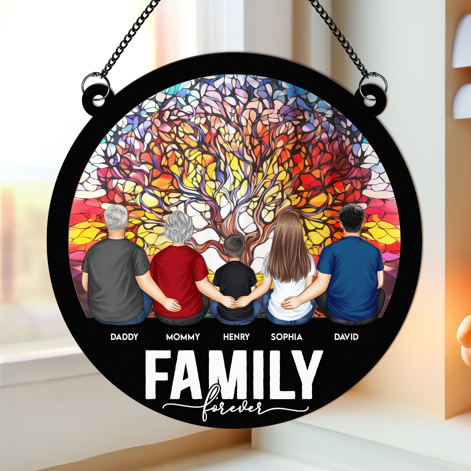 Family Forever - Tree Of Life - Personalized Window Hanging Suncatcher Ornament