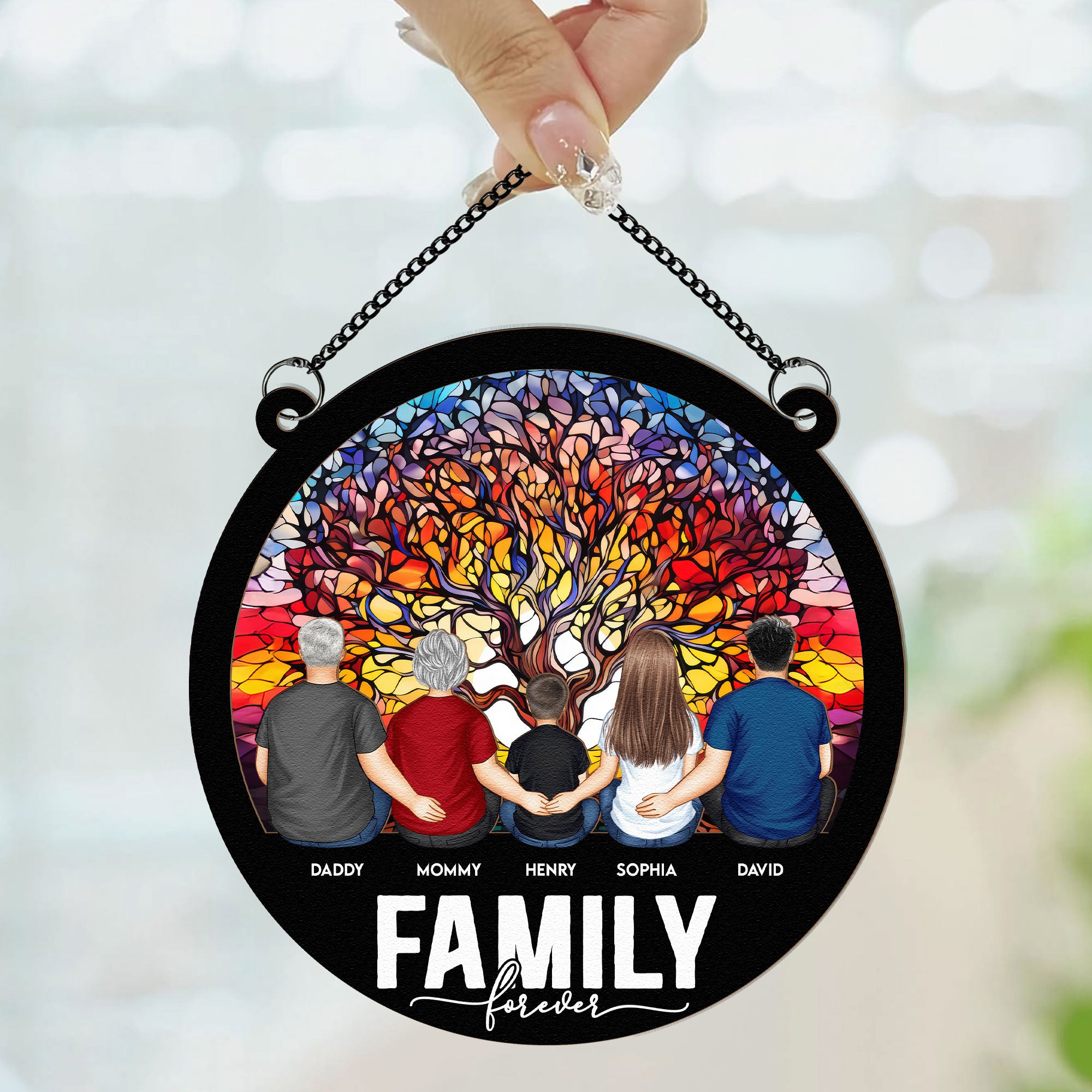 Family Forever - Tree Of Life - Personalized Window Hanging Suncatcher Ornament