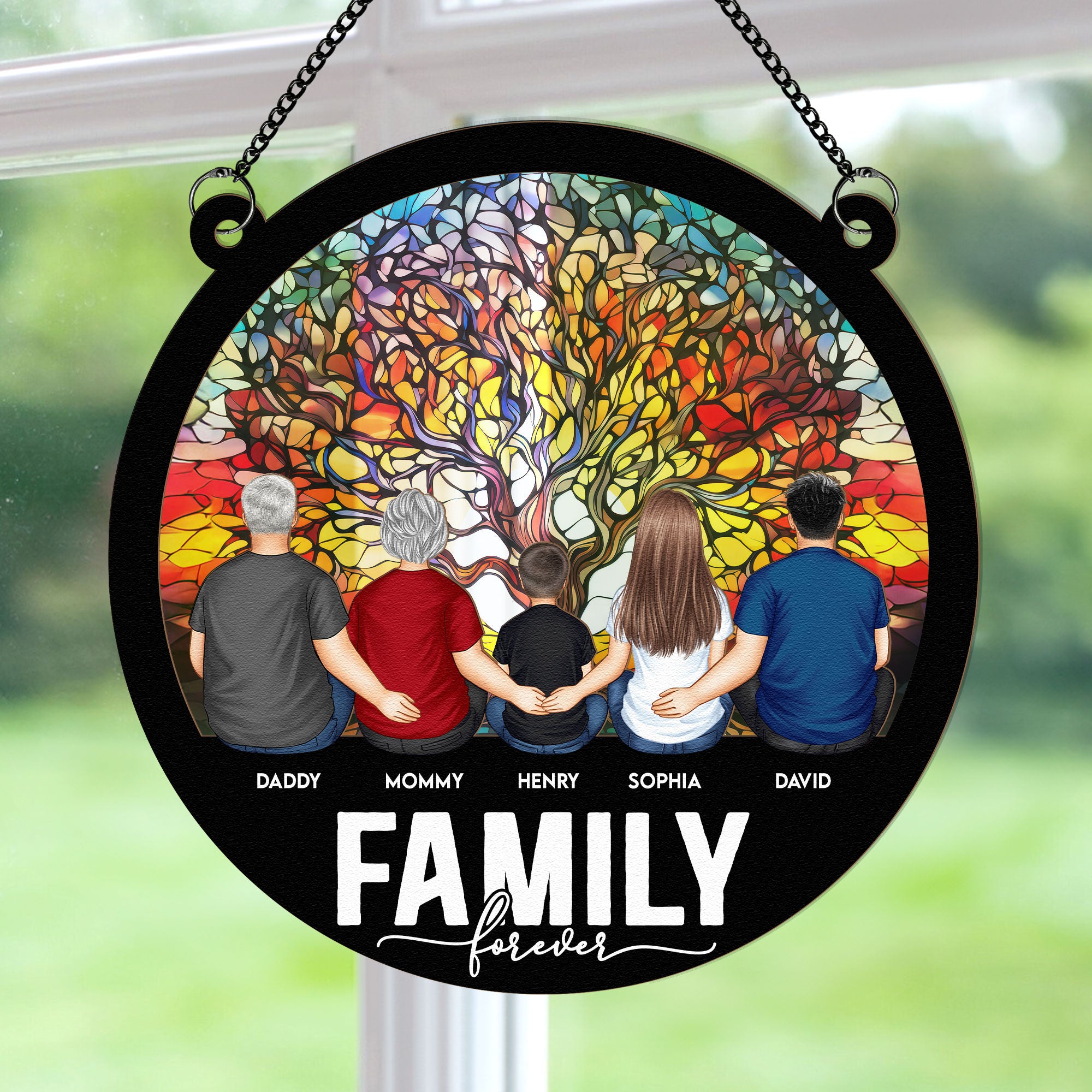 Family Forever - Tree Of Life - Personalized Window Hanging Suncatcher Ornament