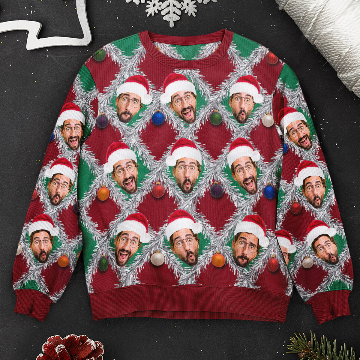 Family Funny Faces - Personalized Photo Ugly Sweater