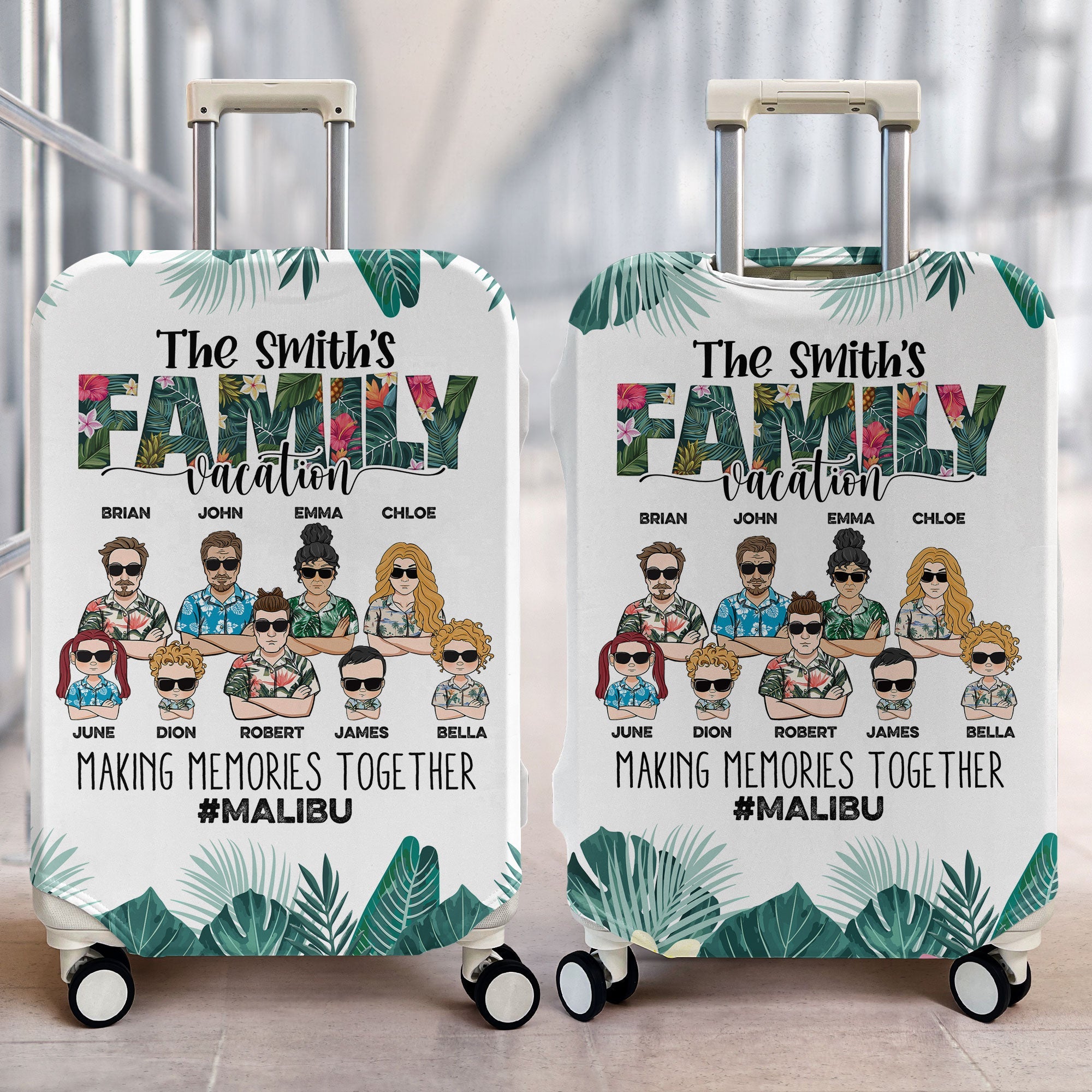 Family Making Memories On Vacation - Personalized Luggage Cover