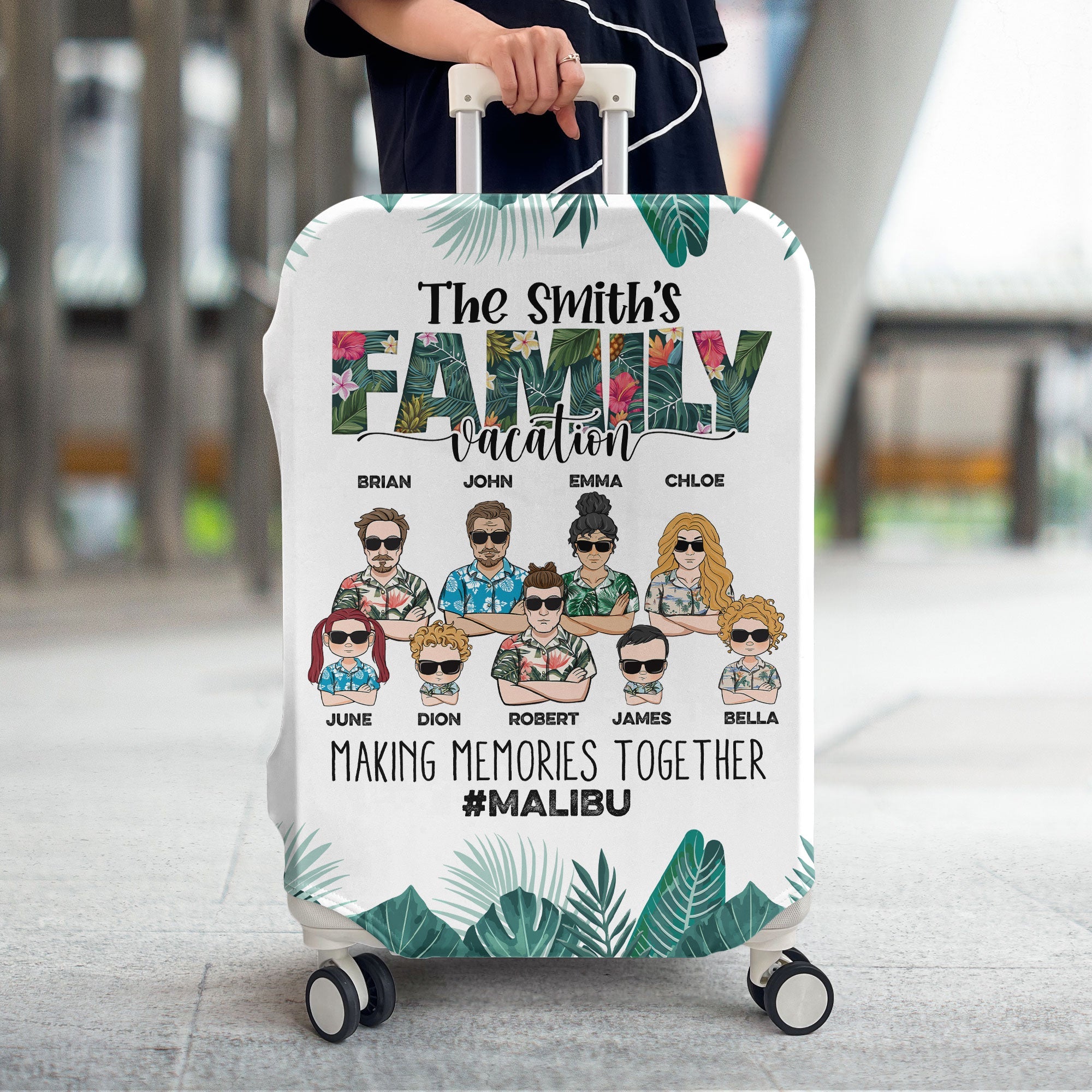 Family Making Memories On Vacation - Personalized Luggage Cover