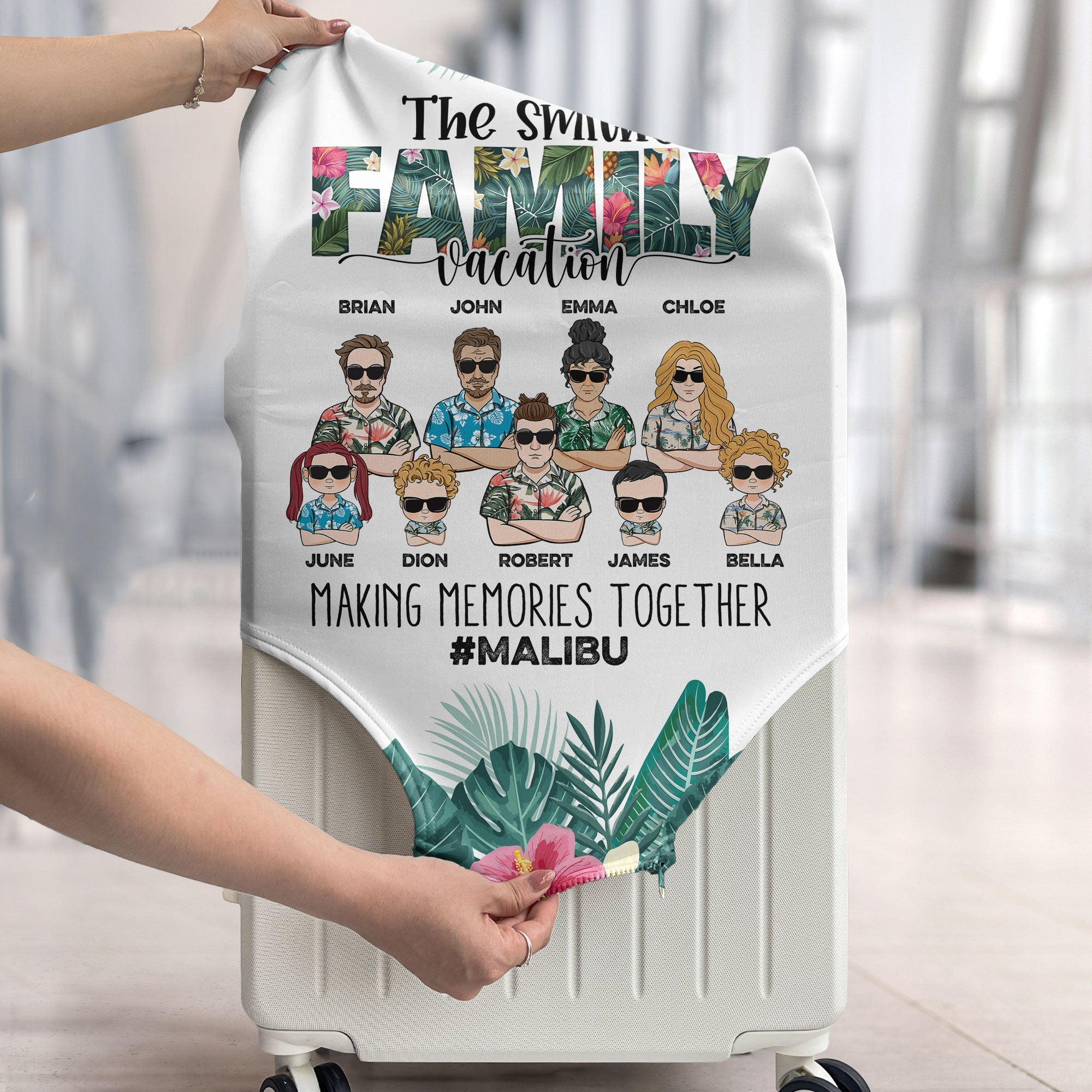 Family Making Memories On Vacation - Personalized Luggage Cover