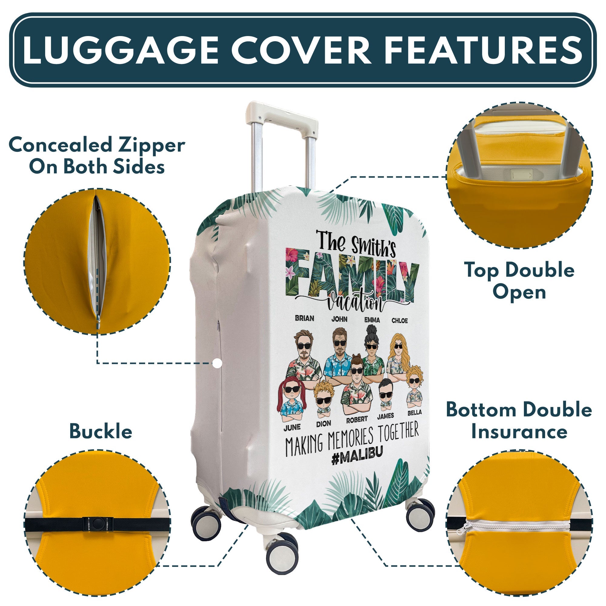 Family Making Memories On Vacation - Personalized Luggage Cover