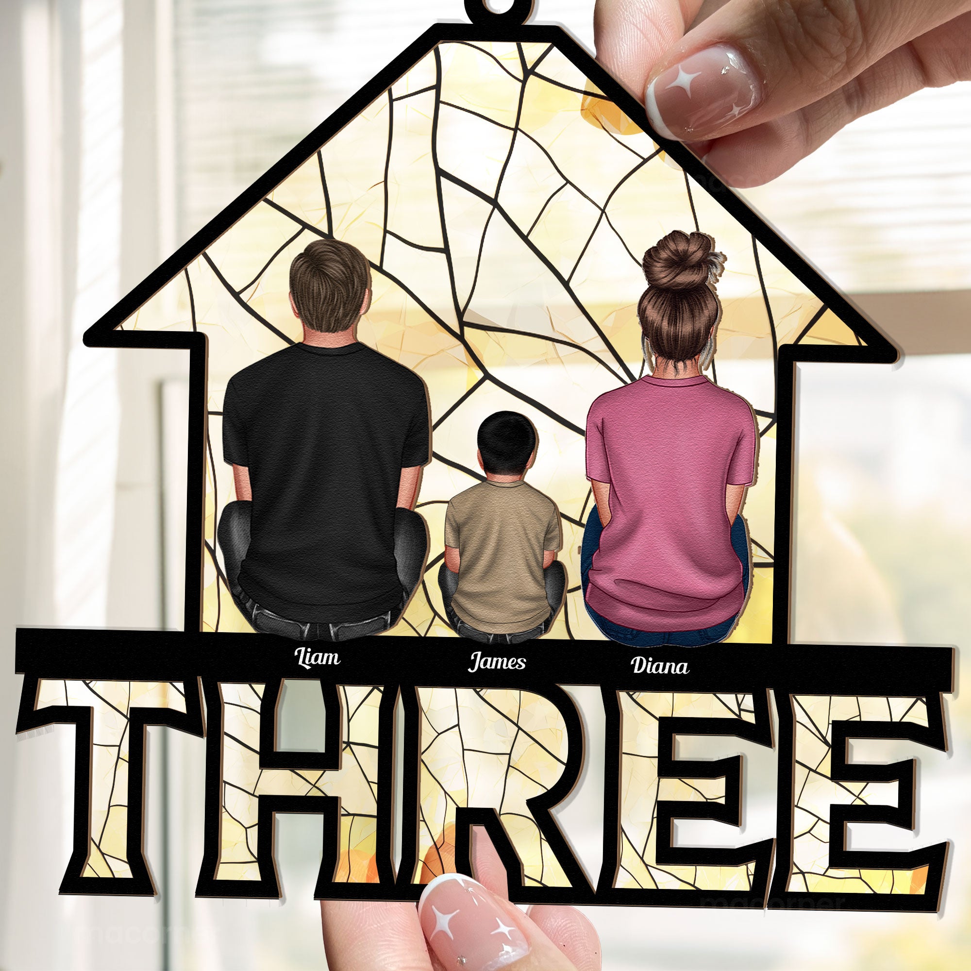 Family Member House - Personalized Window Hanging Suncatcher Ornament