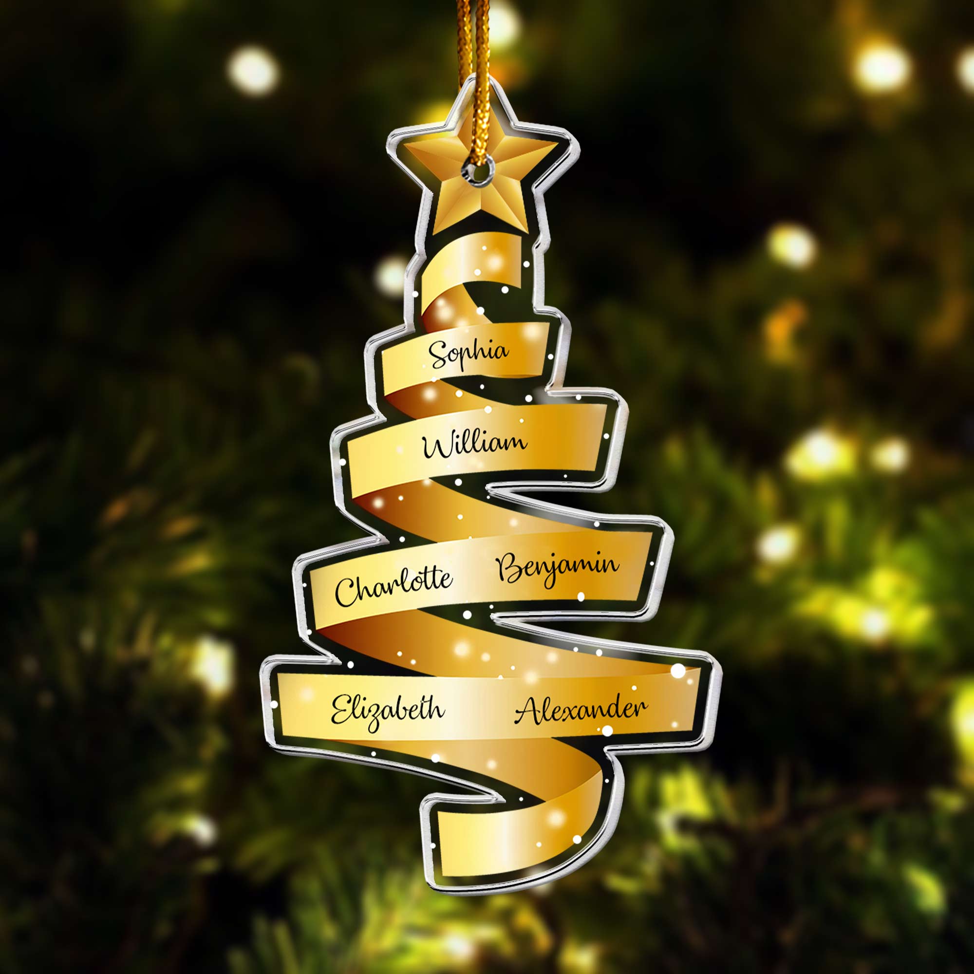 Family Names Ribbon Christmas - Personalized Acrylic Ornament