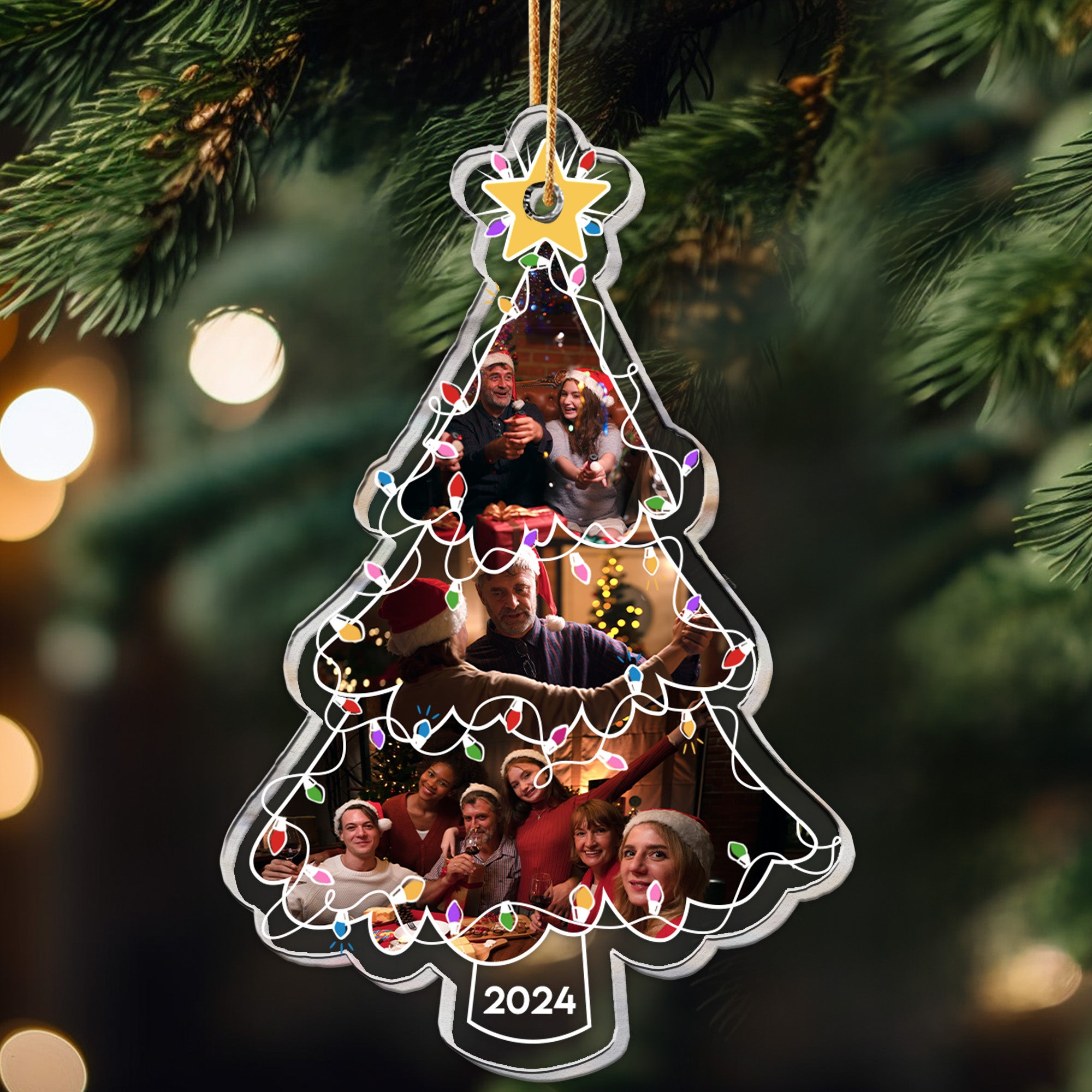 Family Ornament Christmas Light - Personalized Acrylic Photo Ornament