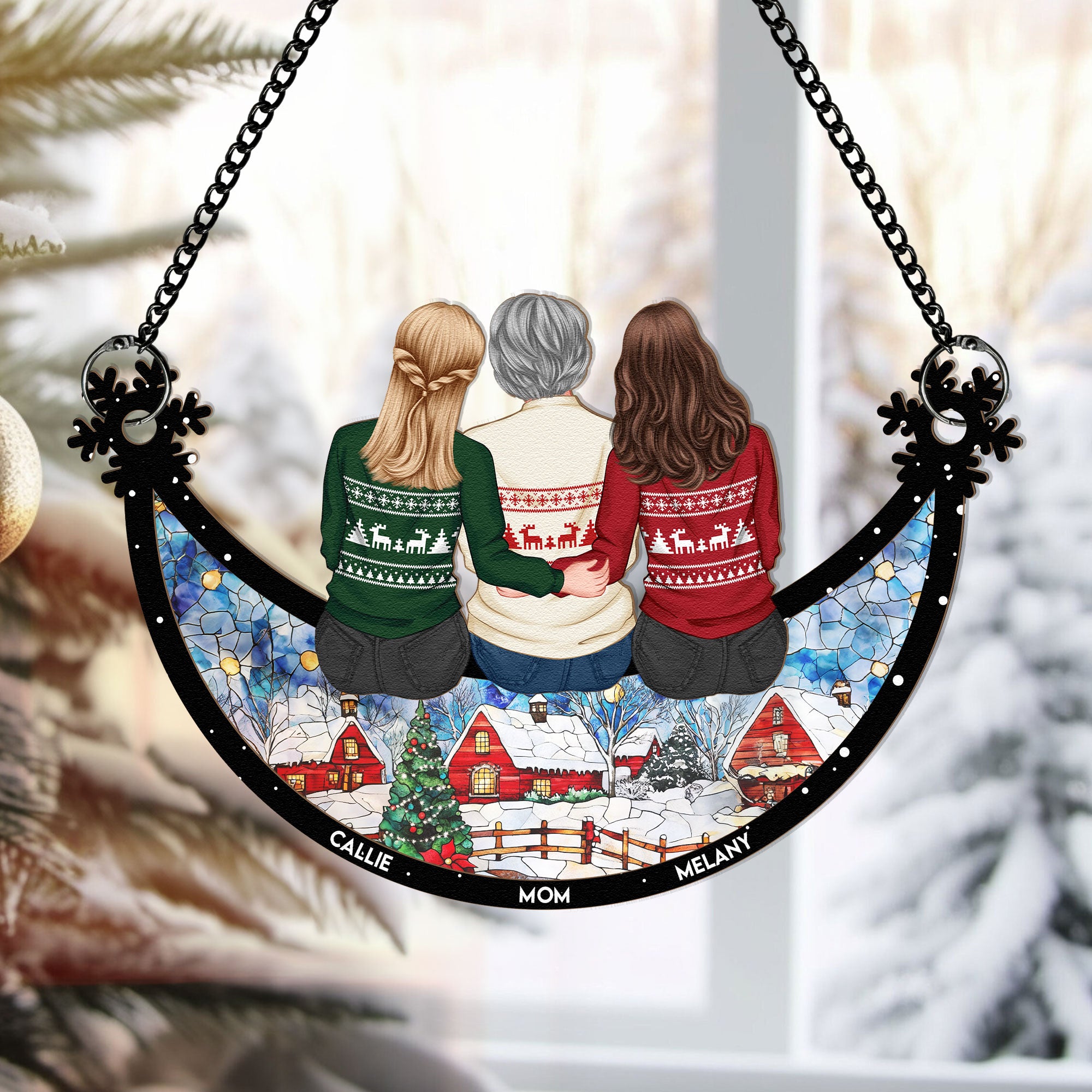 Family Reunion Christmas Time - Personalized Window Hanging Suncatcher Ornament