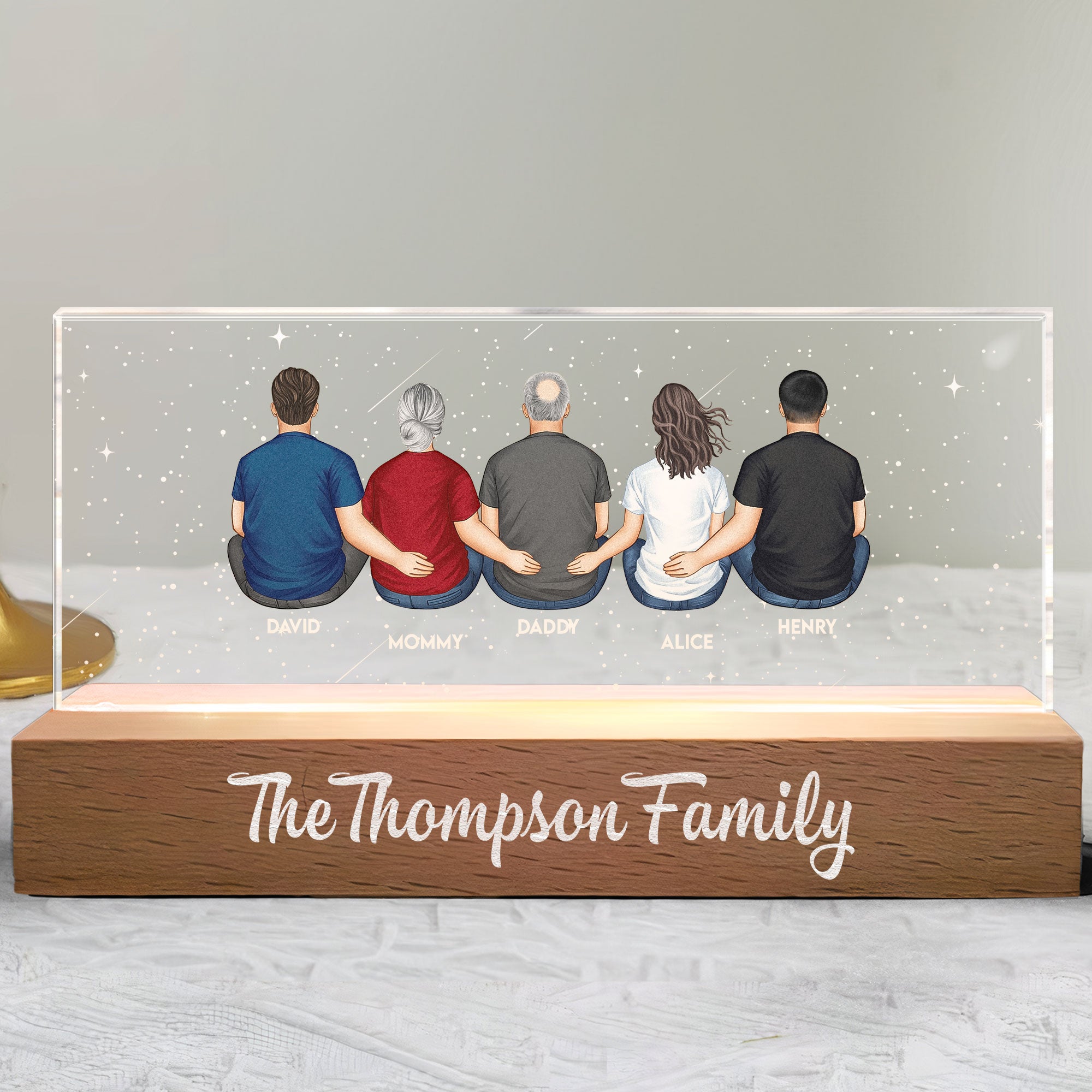 Family Sitting Together - Personalized LED Night Light