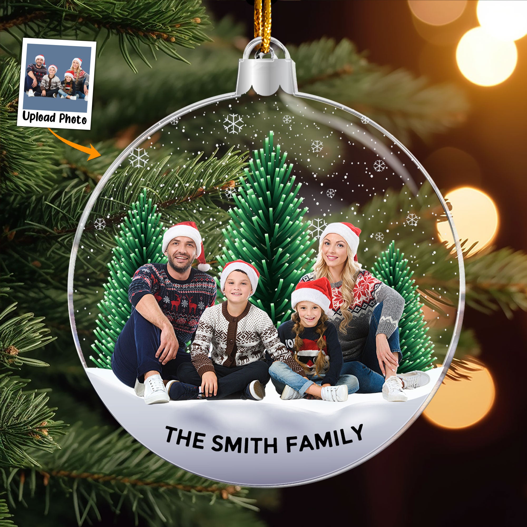 Family Snowflakes - Personalized Acrylic Photo Ornament