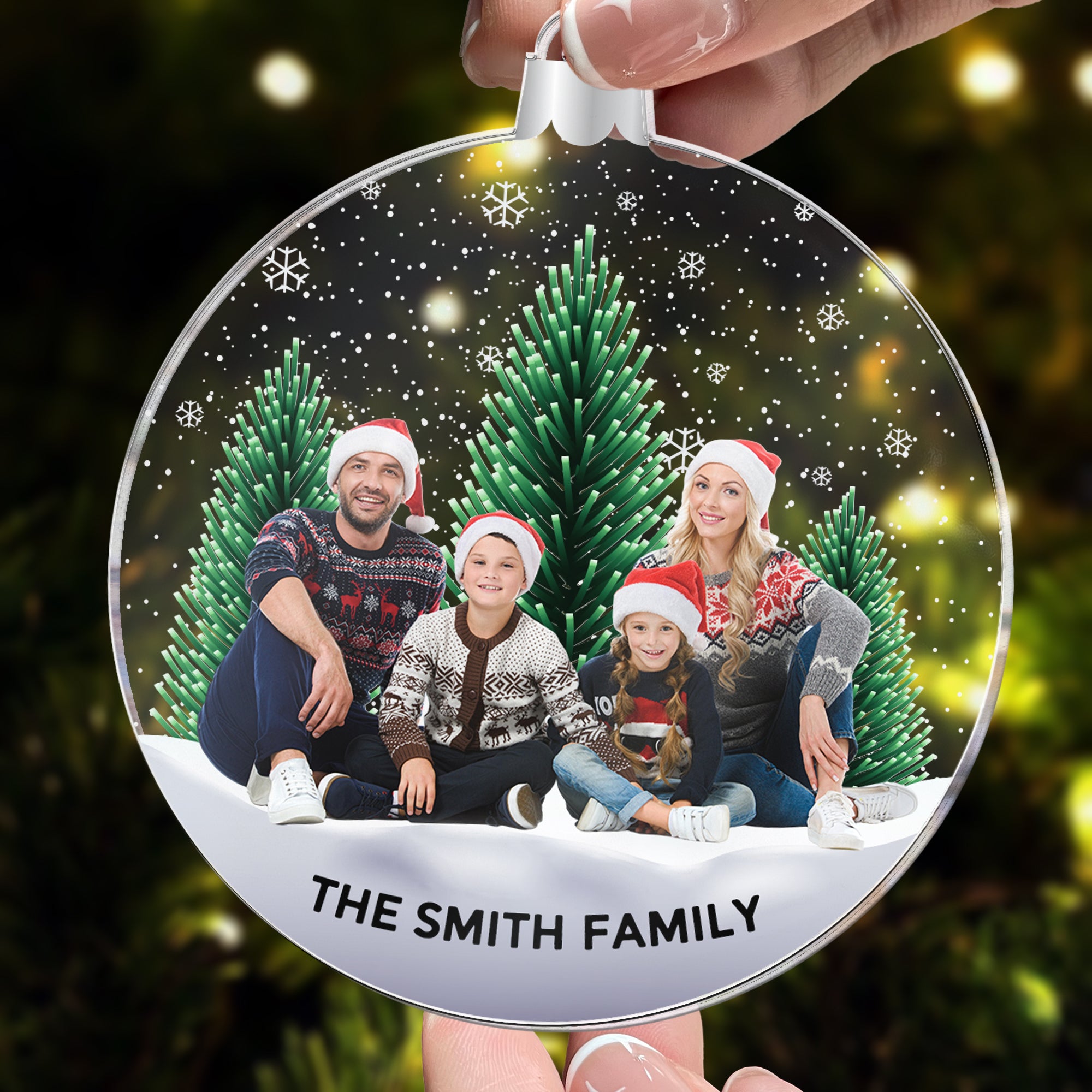 Family Snowflakes - Personalized Acrylic Photo Ornament