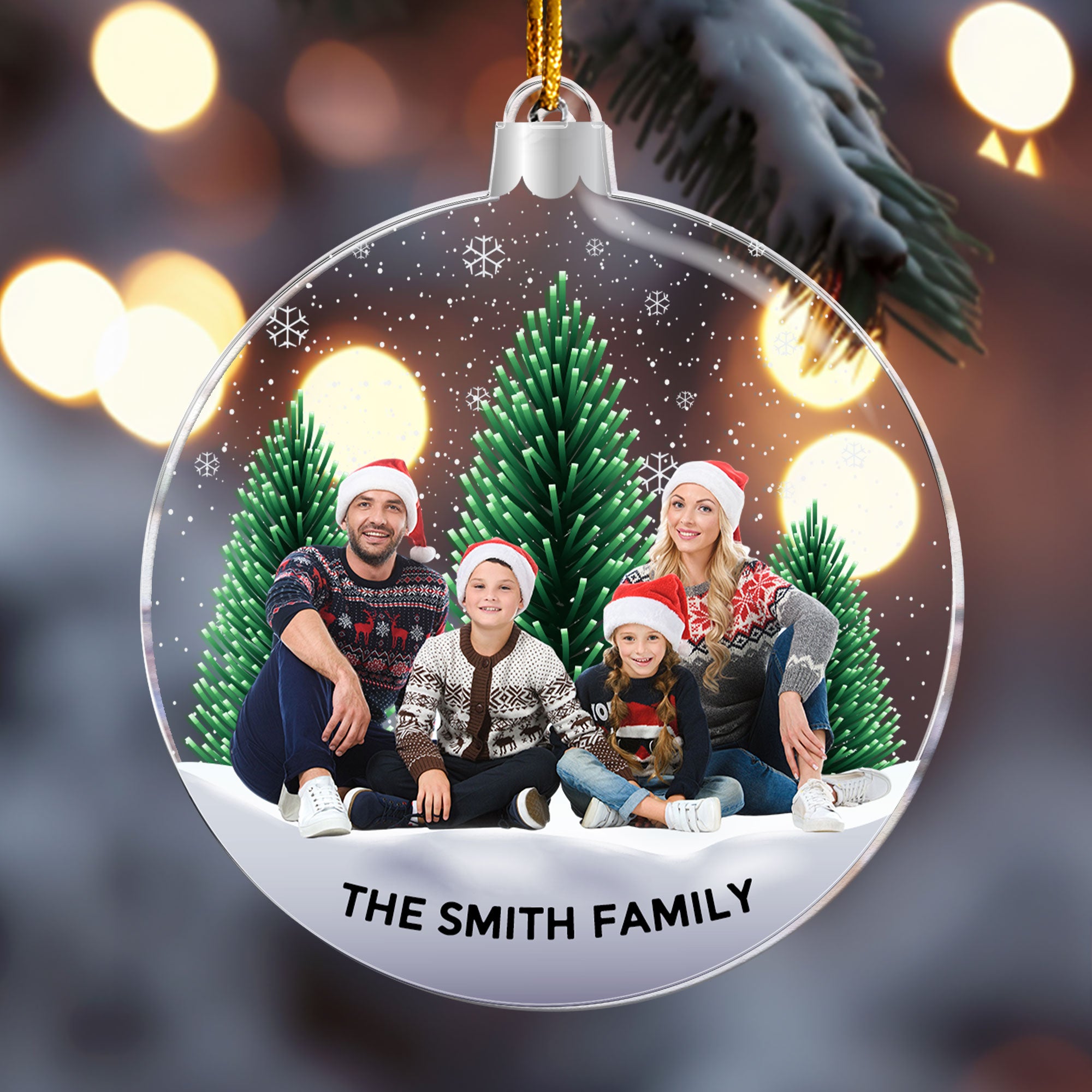 Family Snowflakes - Personalized Acrylic Photo Ornament