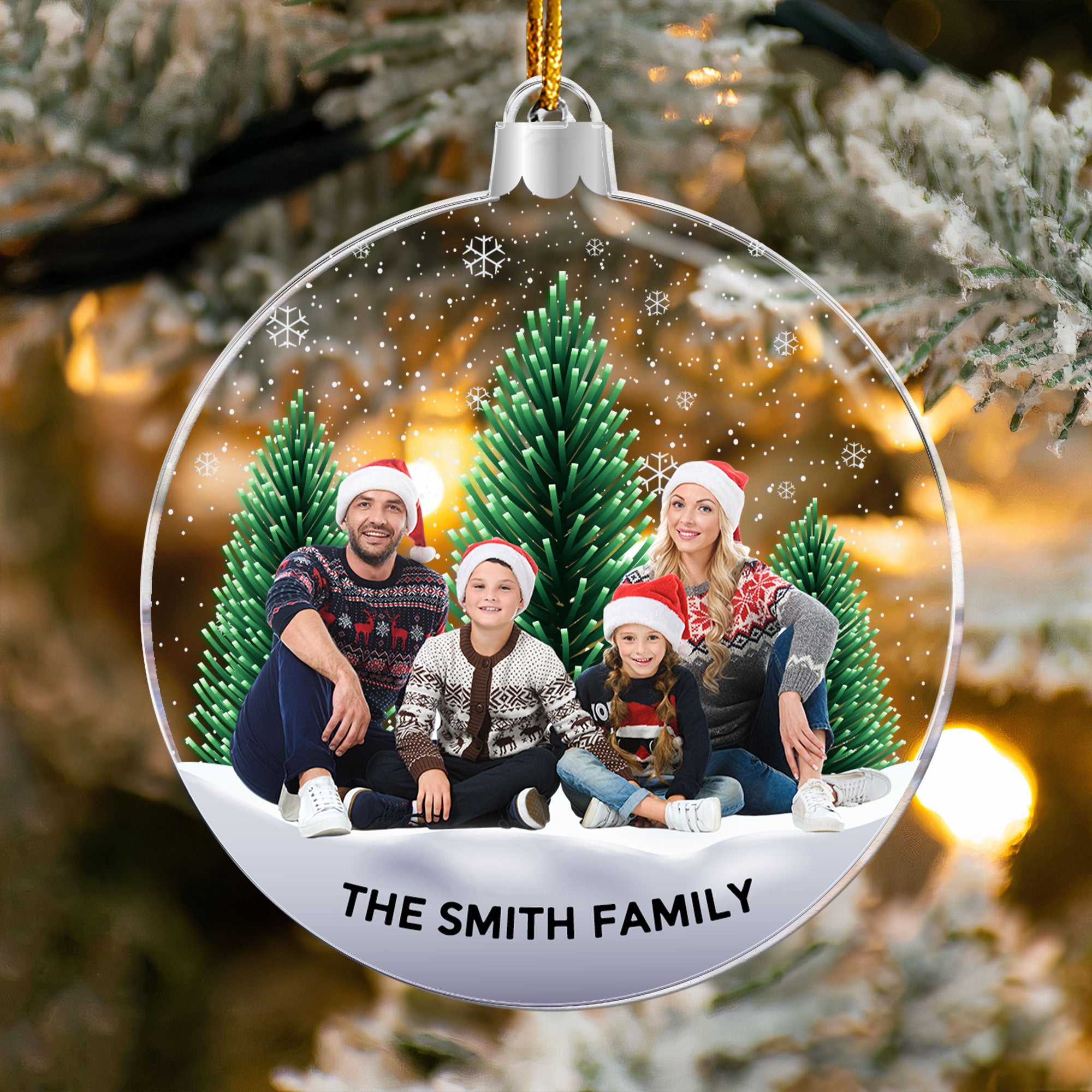 Family Snowflakes - Personalized Acrylic Photo Ornament