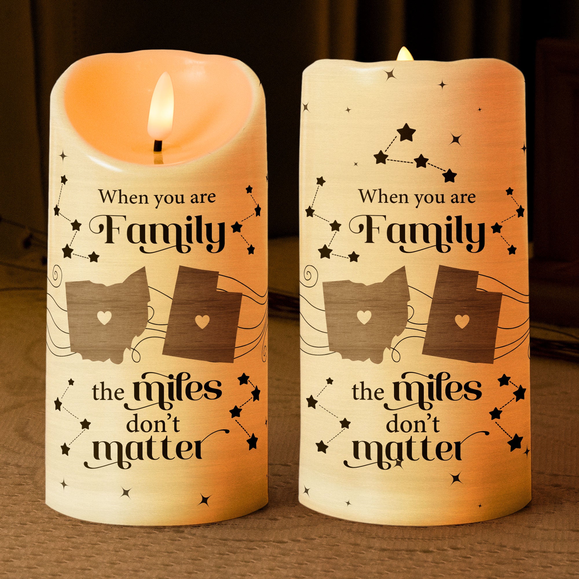 Family The Miles Don't Matter - Personalized LED Candle