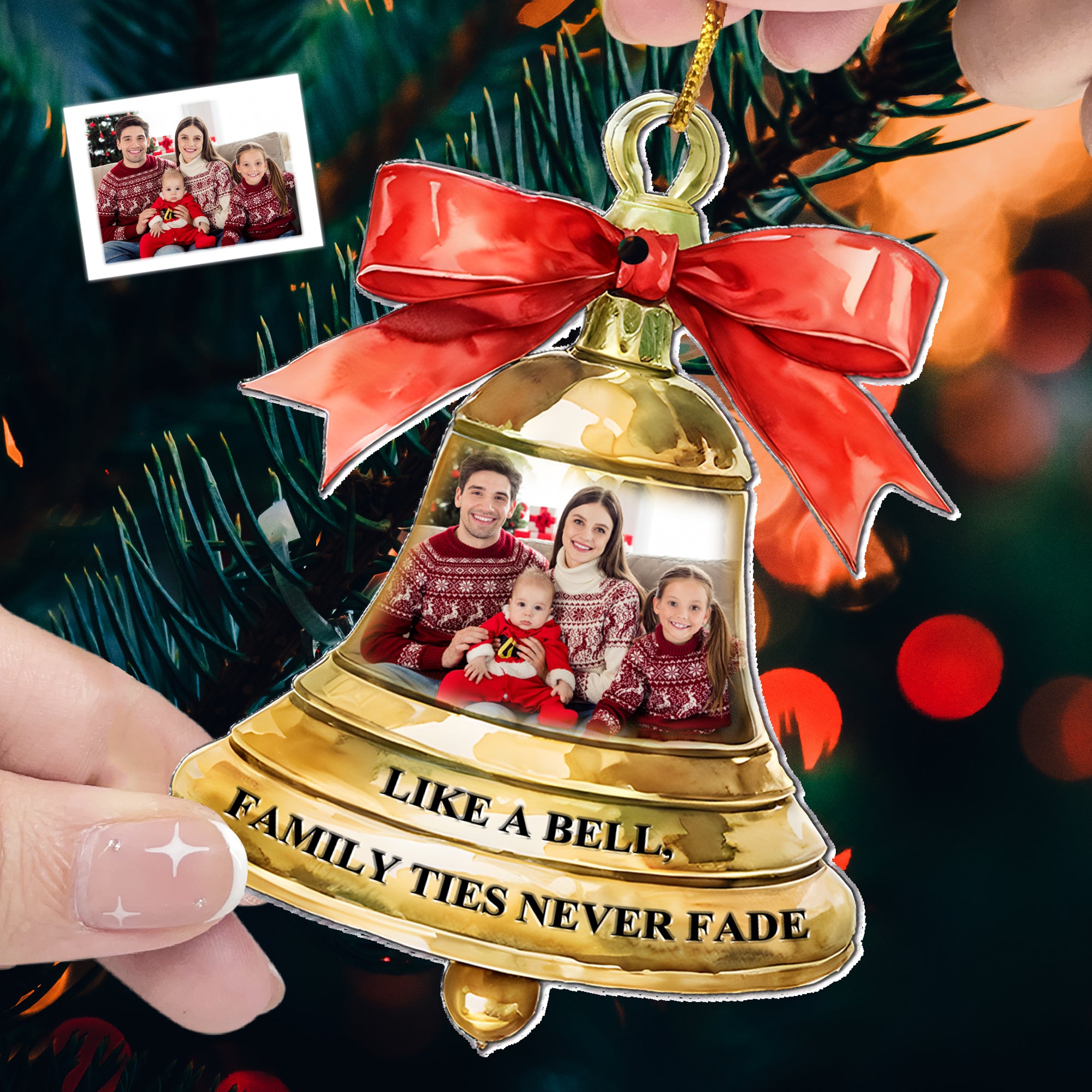 Family Ties Never Fade - Personalized Acrylic Photo Ornament