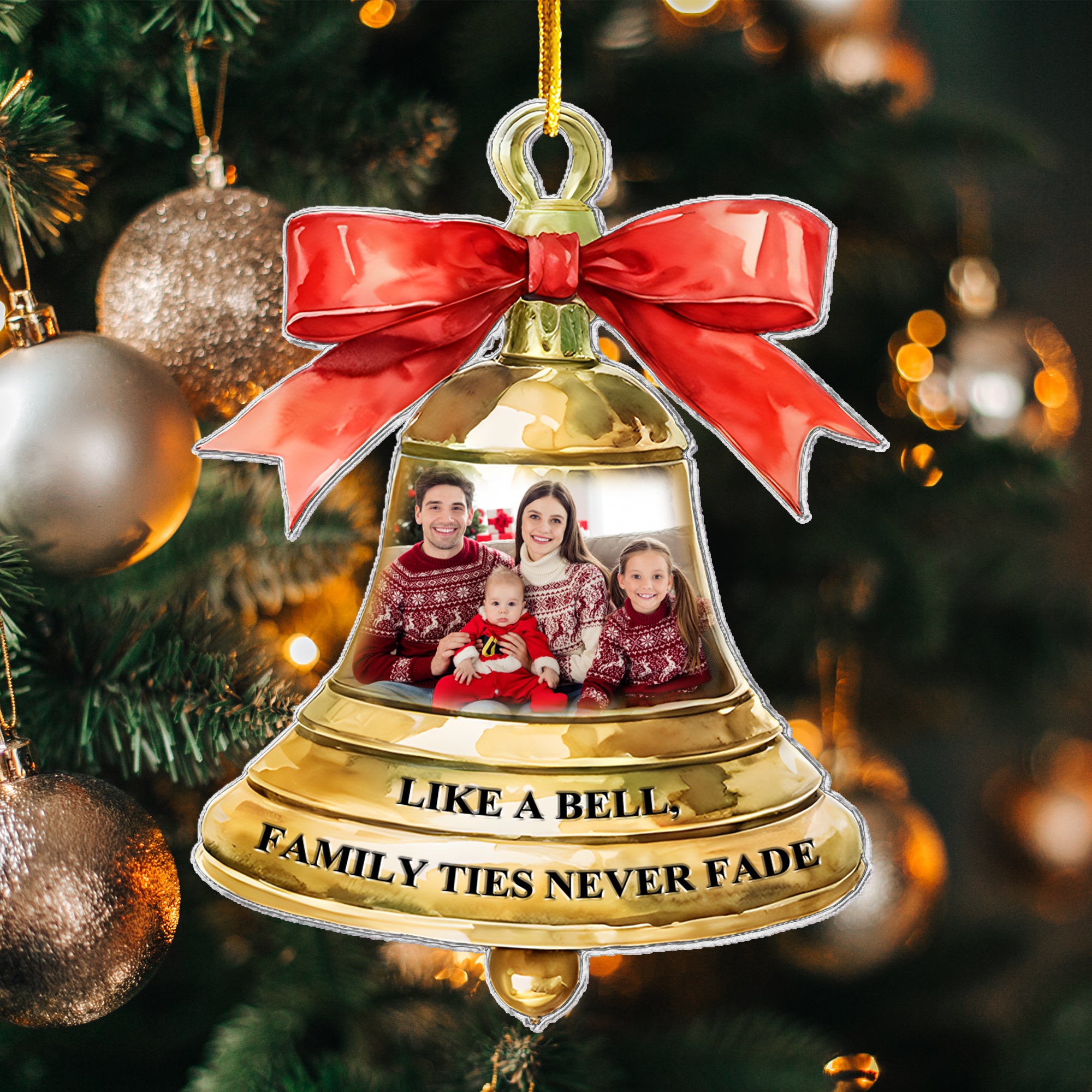 Family Ties Never Fade - Personalized Acrylic Photo Ornament