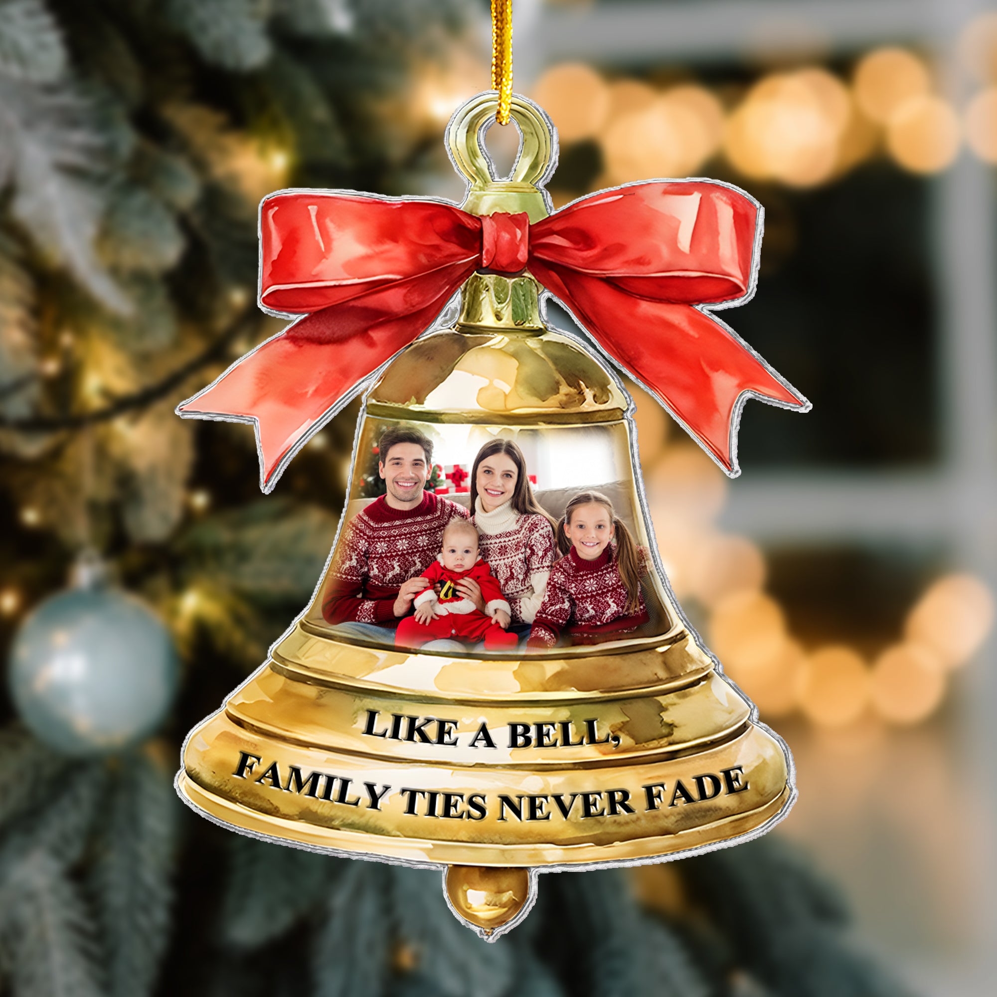 Family Ties Never Fade - Personalized Acrylic Photo Ornament