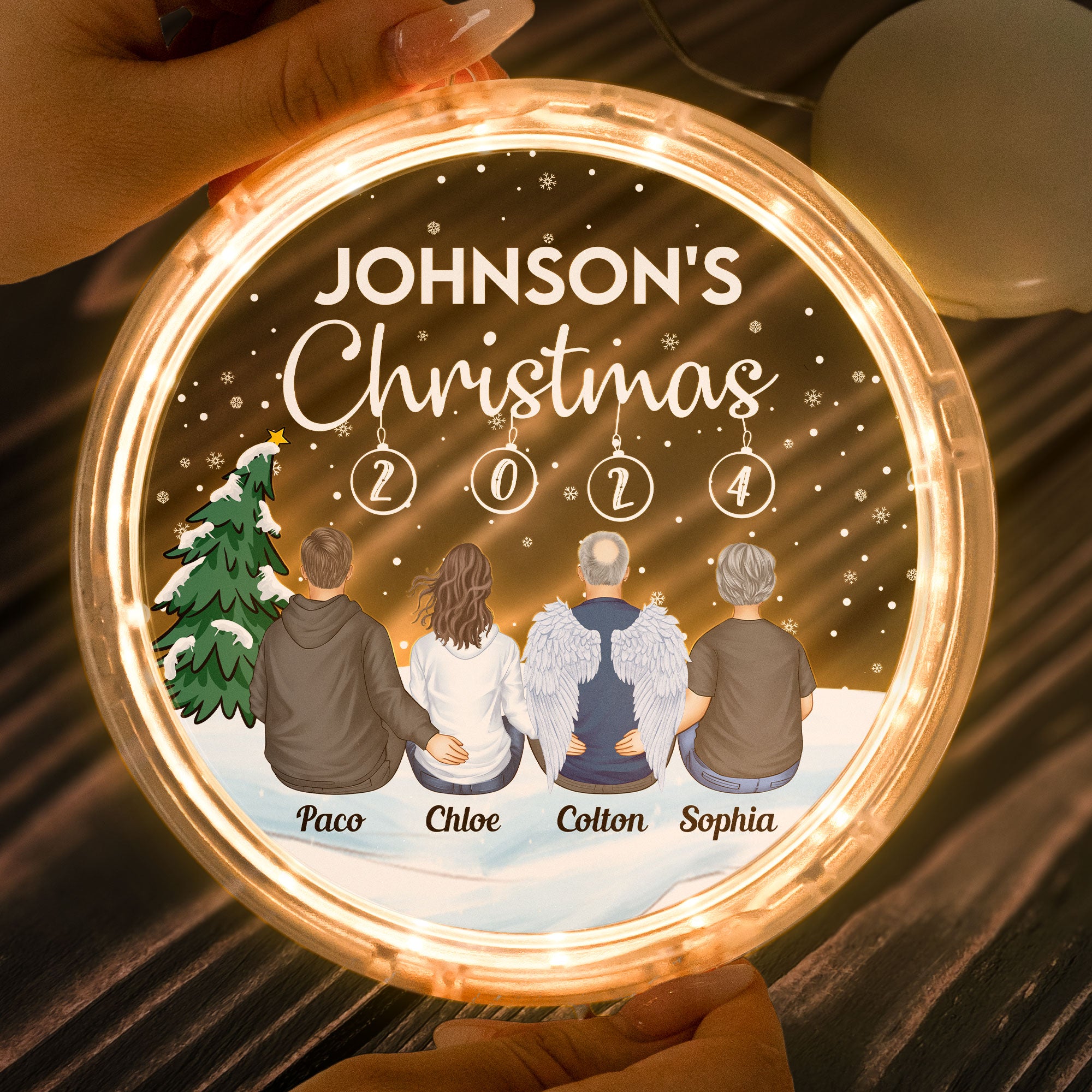 Family Together This Christmas - Personalized LED Pendant Light