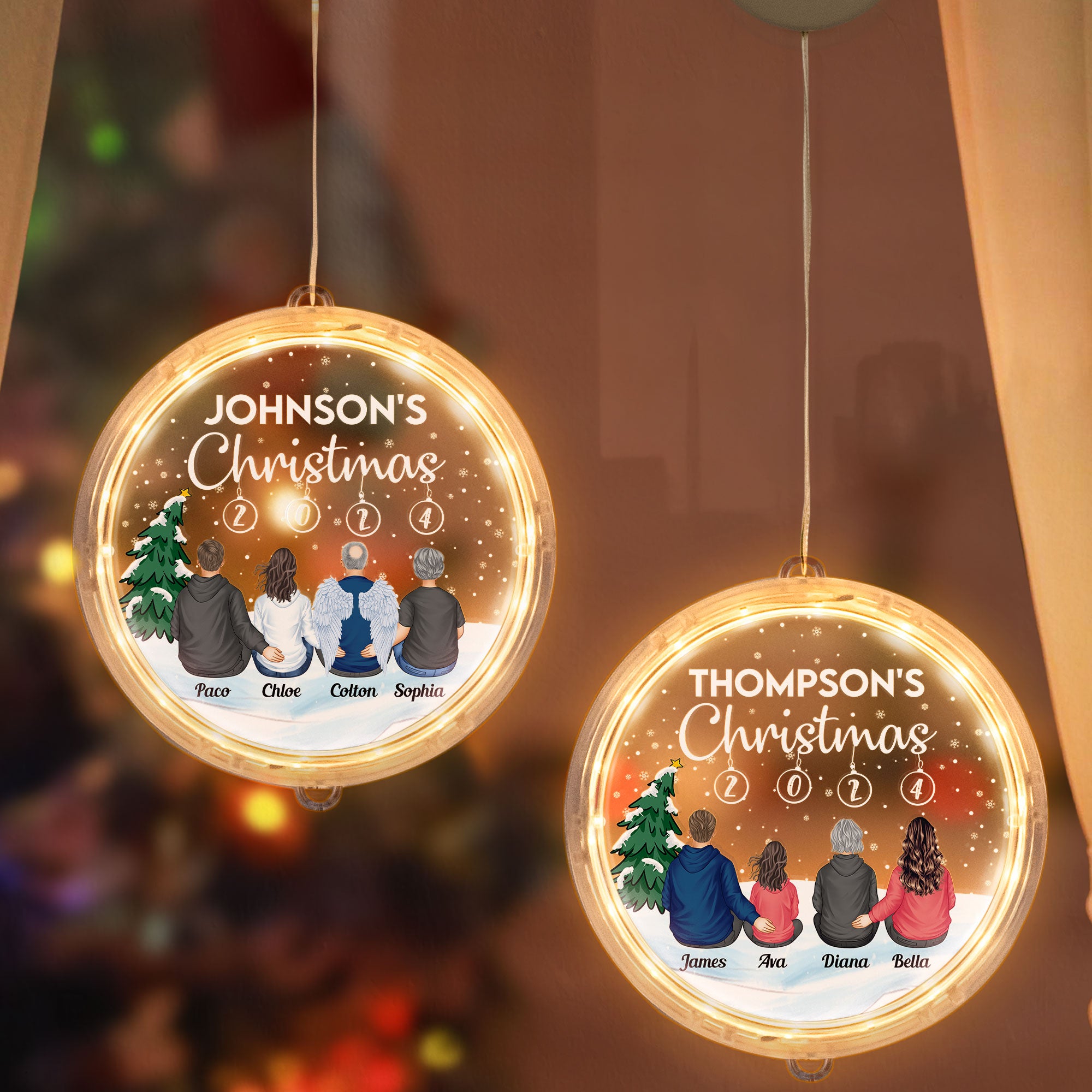 Family Together This Christmas - Personalized LED Pendant Light