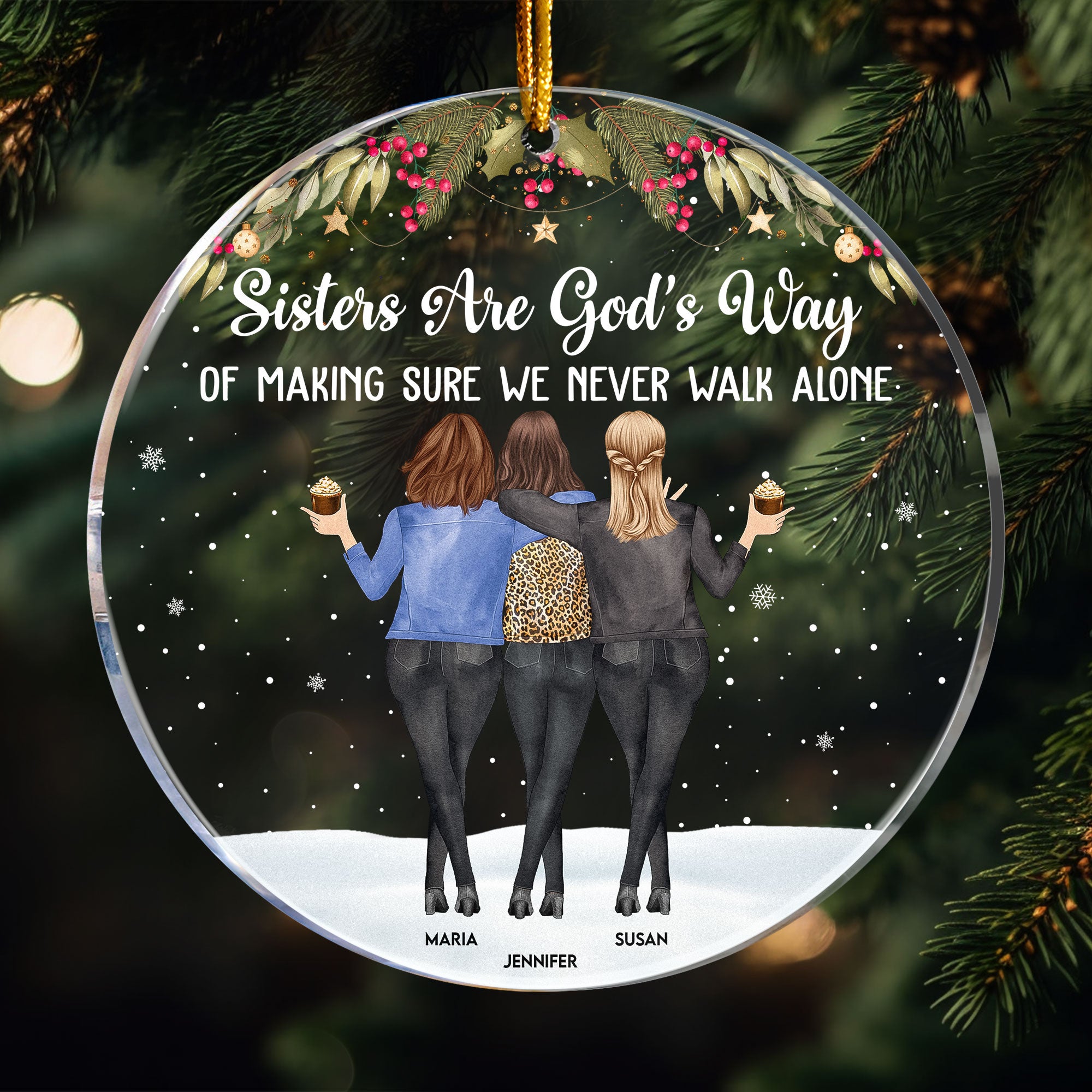 Family We Never Walk Alone - Personalized Acrylic Ornament