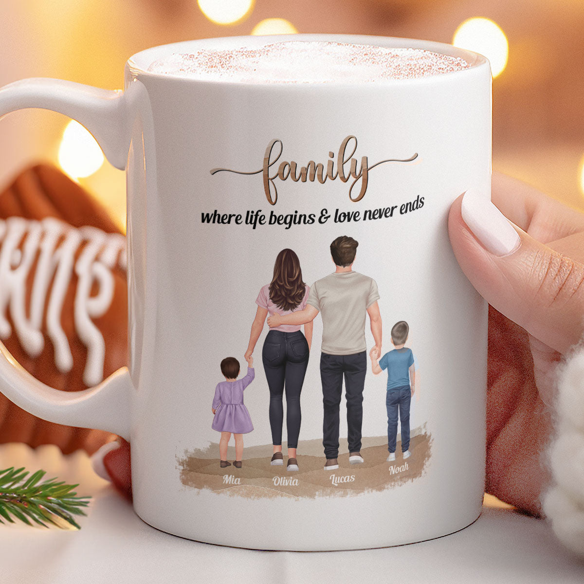 Family, Where Life Begins & Love Never Ends - Personalized Mug