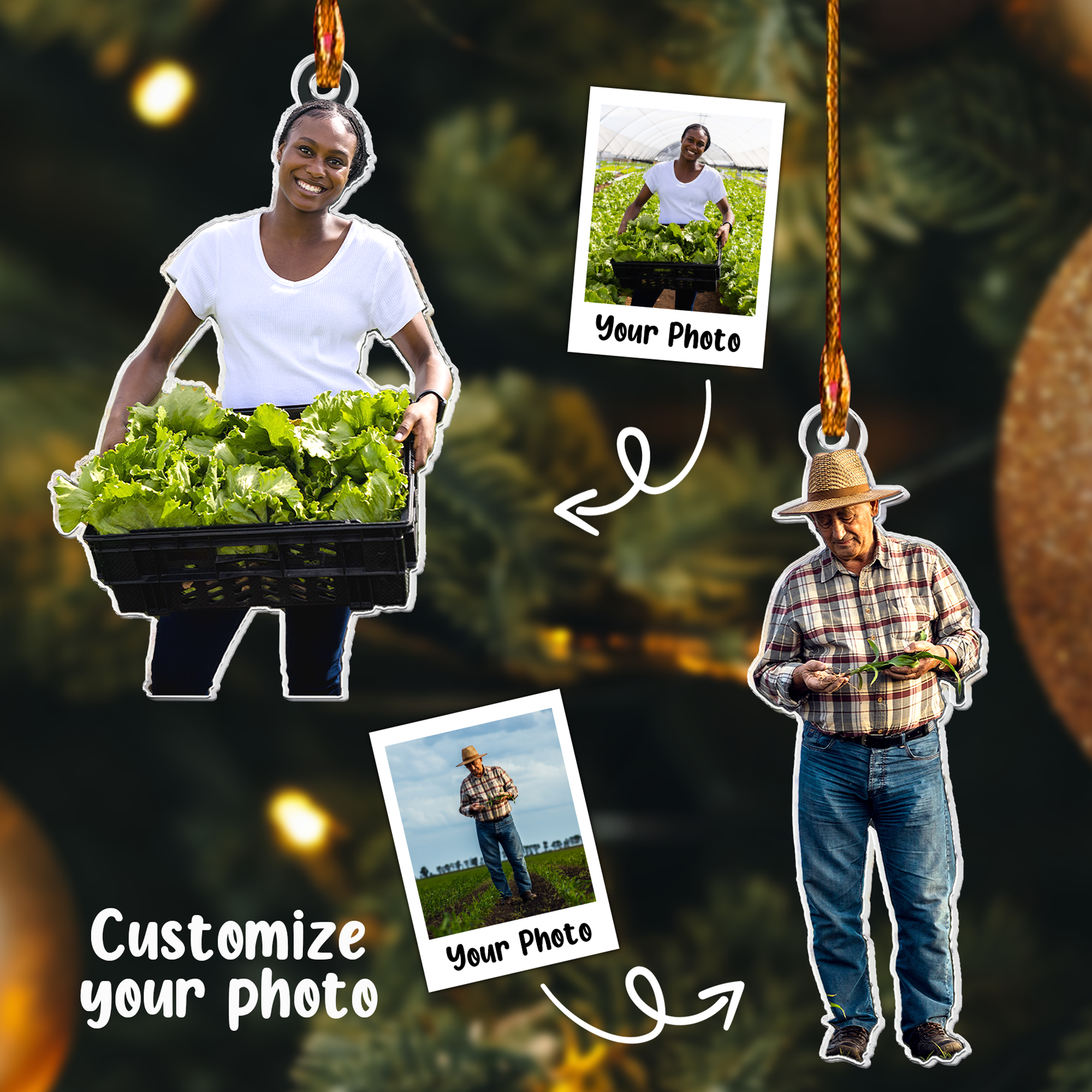 Farmer Christmas Ornament Xmas Decoration - Personalized Acrylic Photo Ornament