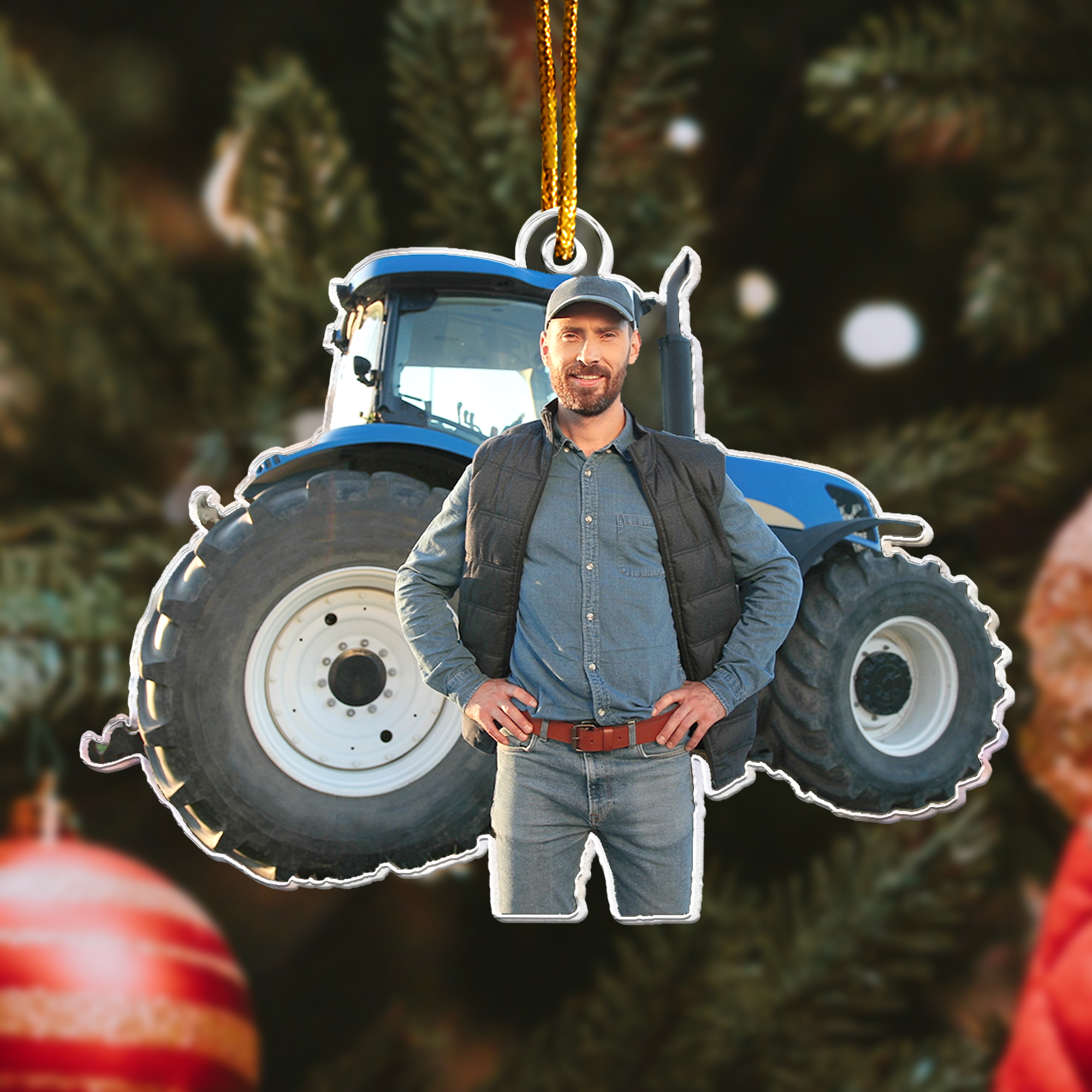 Farmer Christmas Ornament Xmas Decoration - Personalized Acrylic Photo Ornament