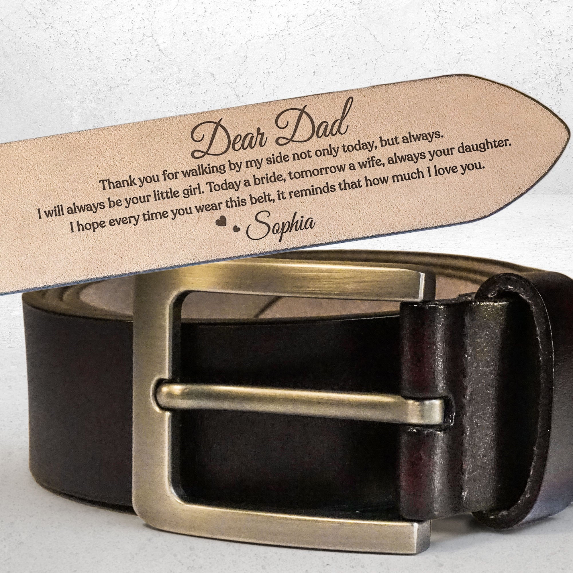 Father Of The Bride Always Your Little Girl - Personalized Engraved Leather Belt