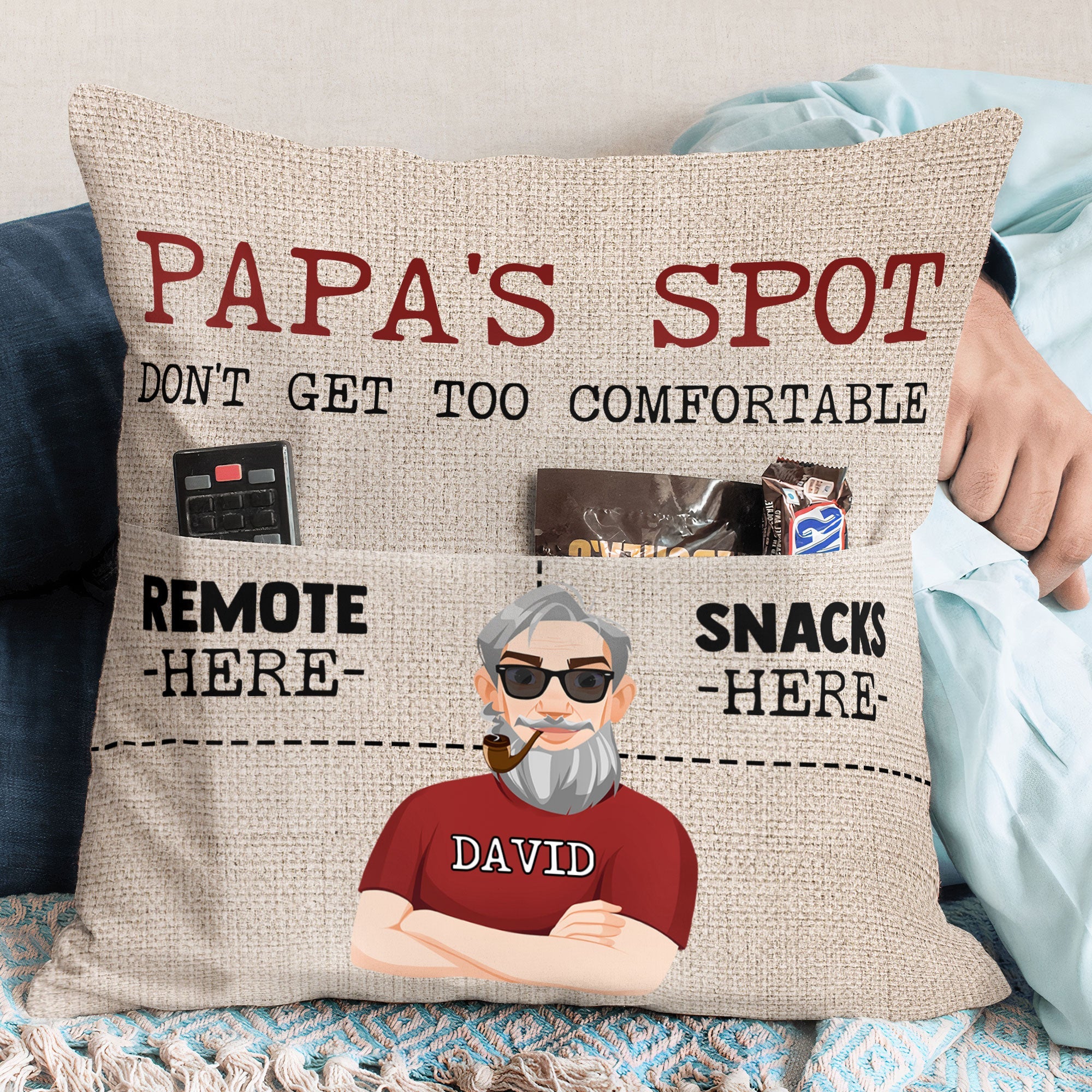 Father's Day Gift Grandpa's Spot - Personalized Pocket Pillow (Insert Included)