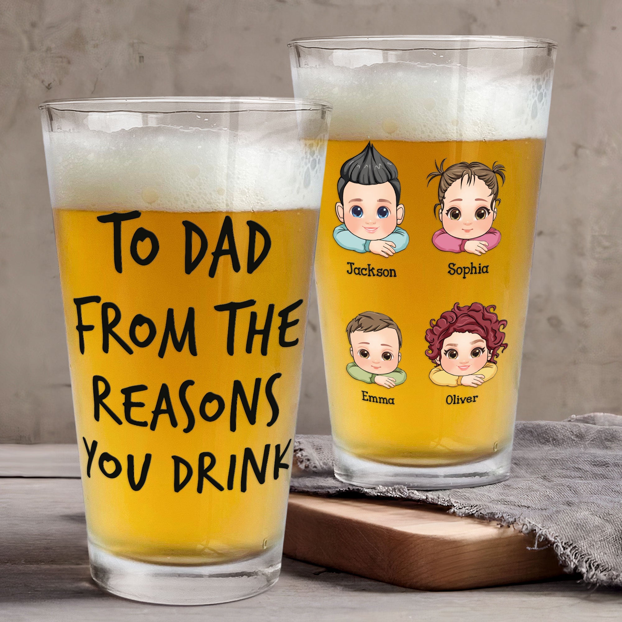 Father's Day Gifts For Dad From The Reasons You Drink - Personalized Beer Glass