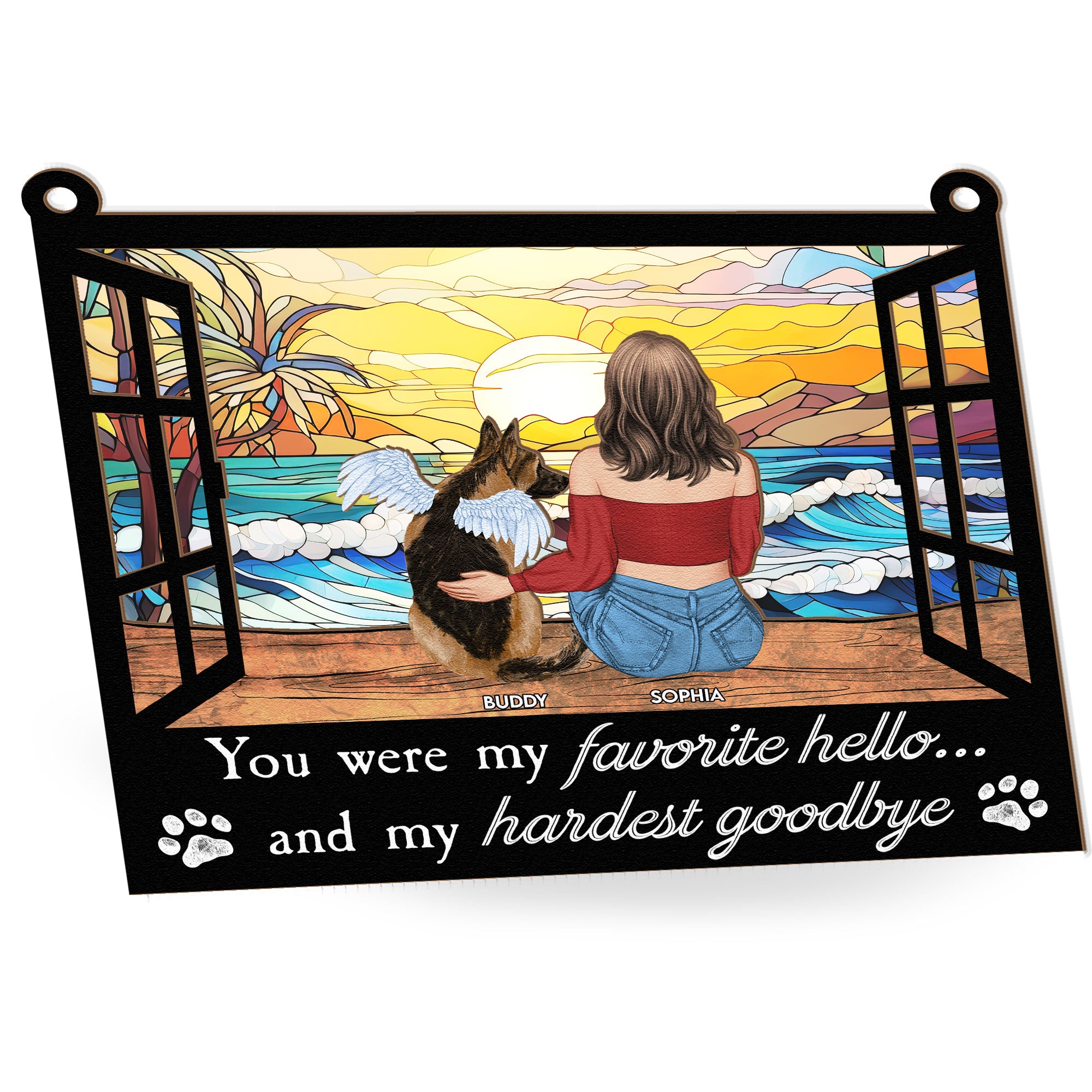 Favorite Hello & Hardest Goodbye - Personalized Window Hanging Suncatcher Ornament