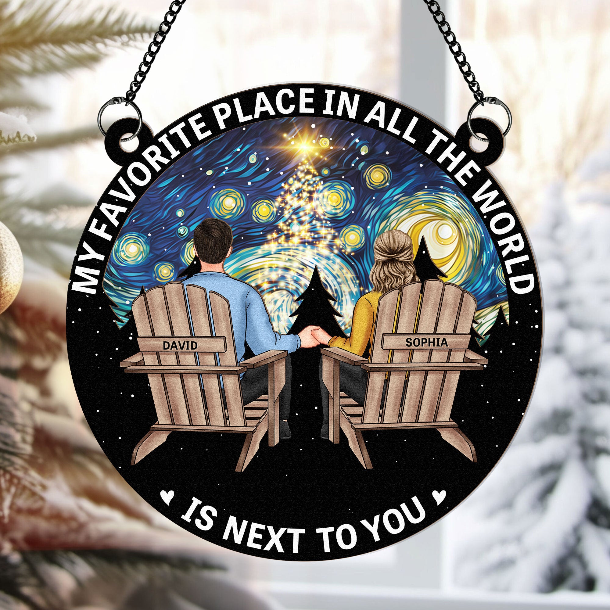 Favorite Place Is Next To You - Personalized Window Hanging Suncatcher Ornament