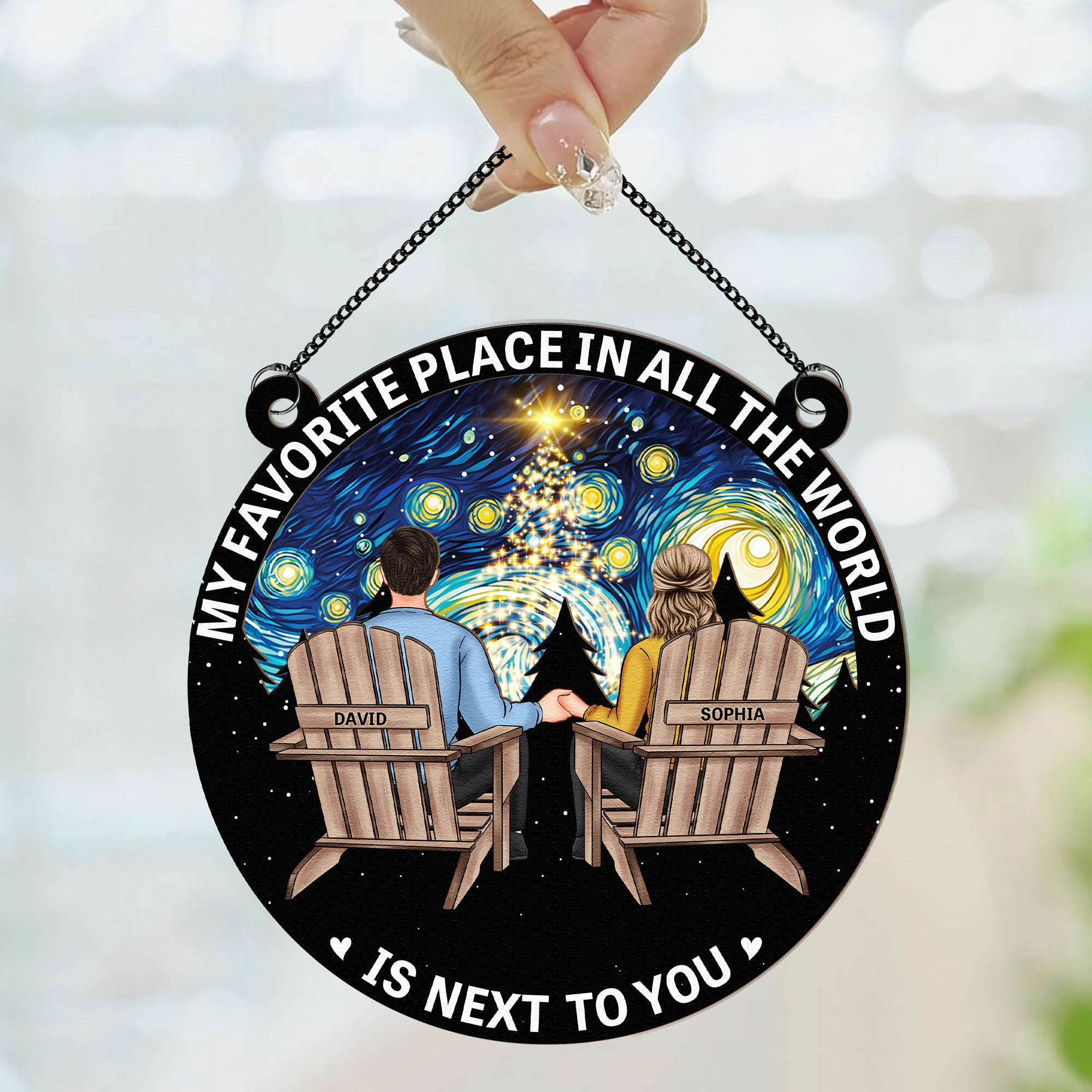 Favorite Place Is Next To You - Personalized Window Hanging Suncatcher Ornament