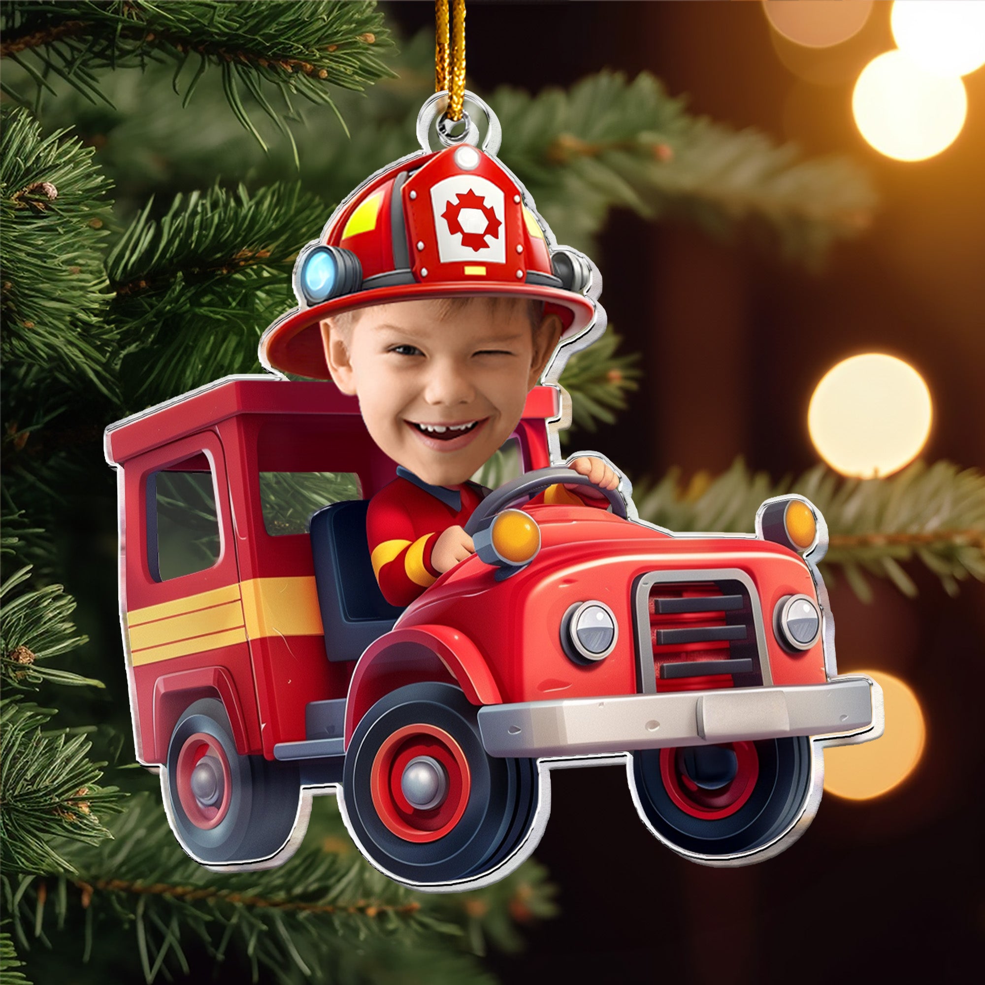 Firefighter - Kid's Dream Job - Gifts For Son, Grandson - Personalized Acrylic Photo Ornament